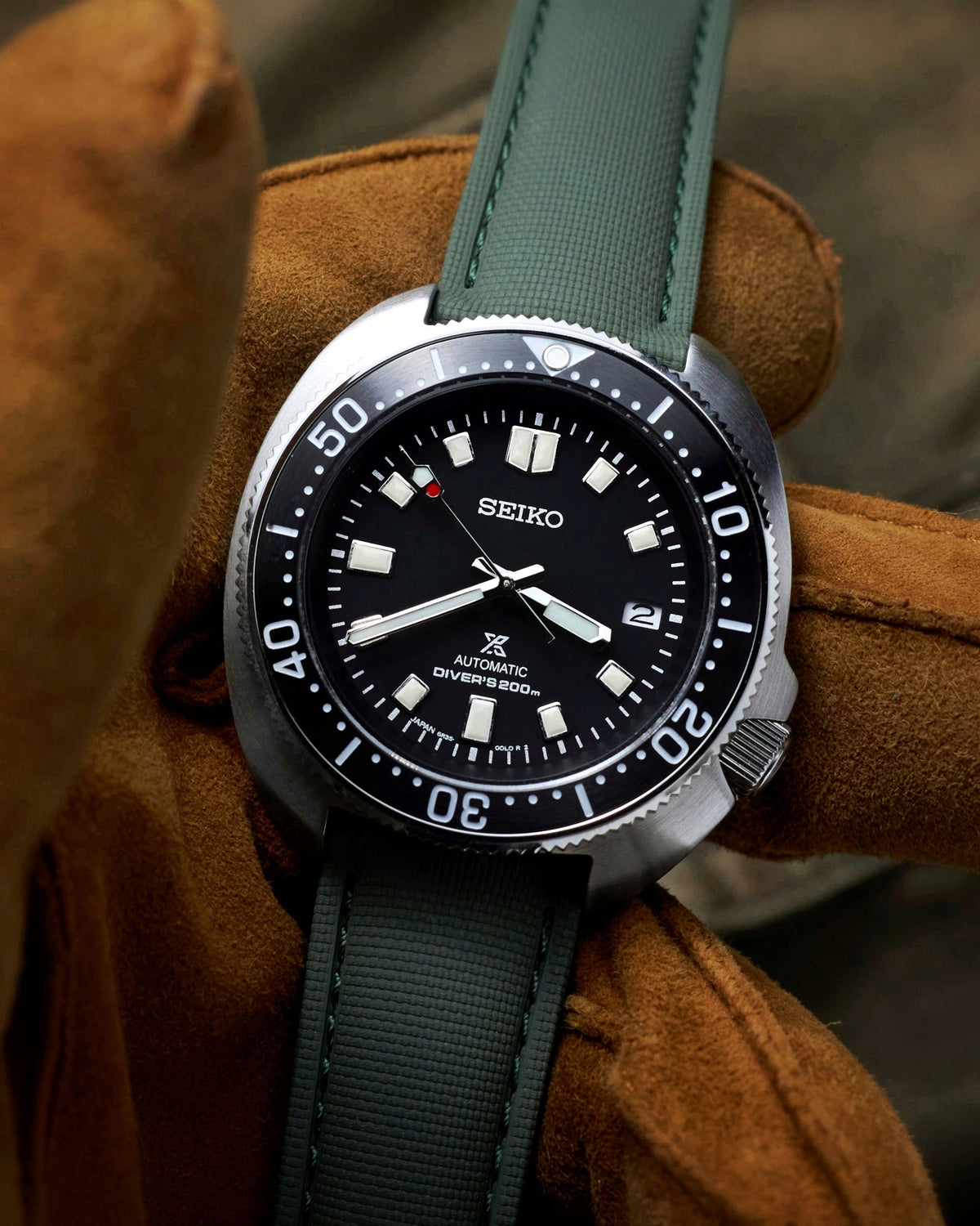 DEPLOY•FKM Premium Sailcloth Rubber Deployant Watch Strap-Forest Green