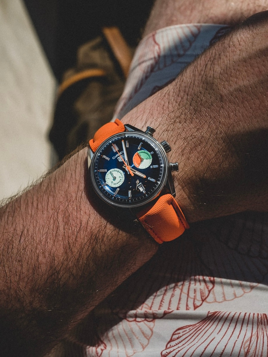DEPLOY•FKM Premium Sailcloth Rubber Deployant Watch Strap-Neon Orange