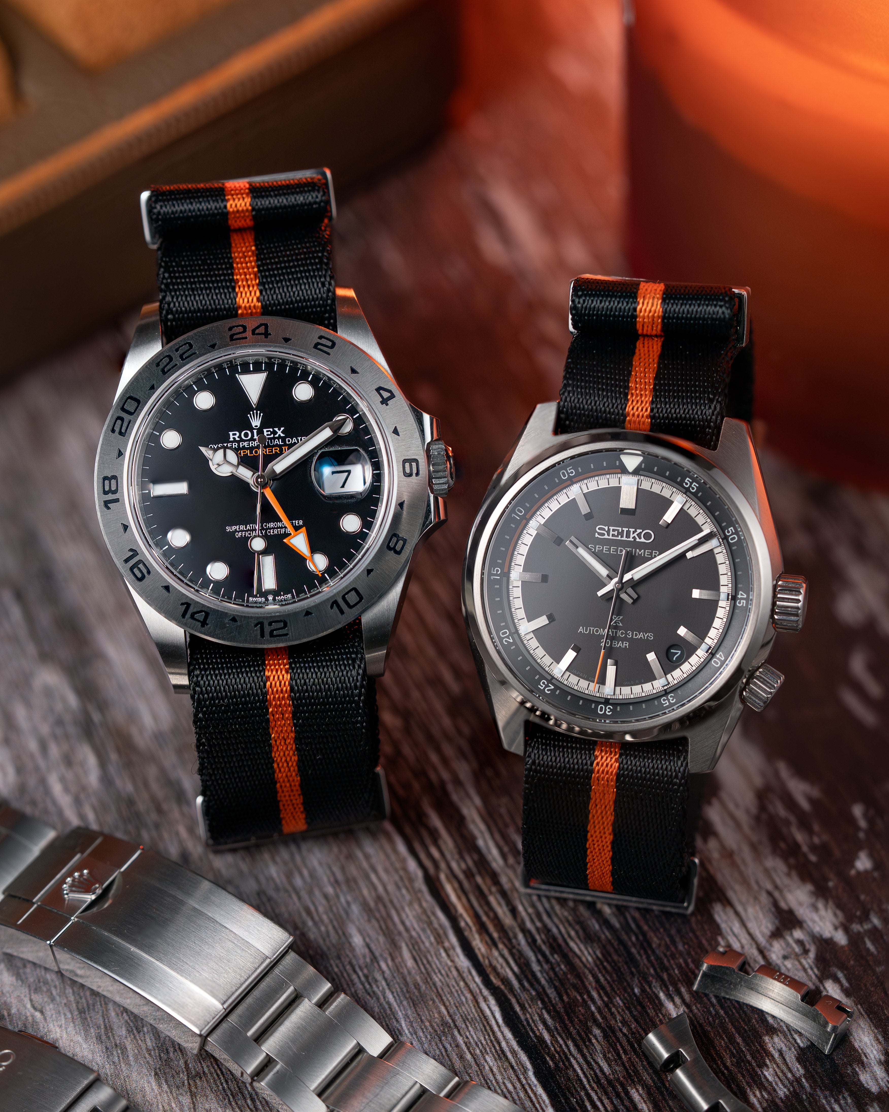 Over & Under-Nylon Polyamide Watch Strap-Orange Stripe