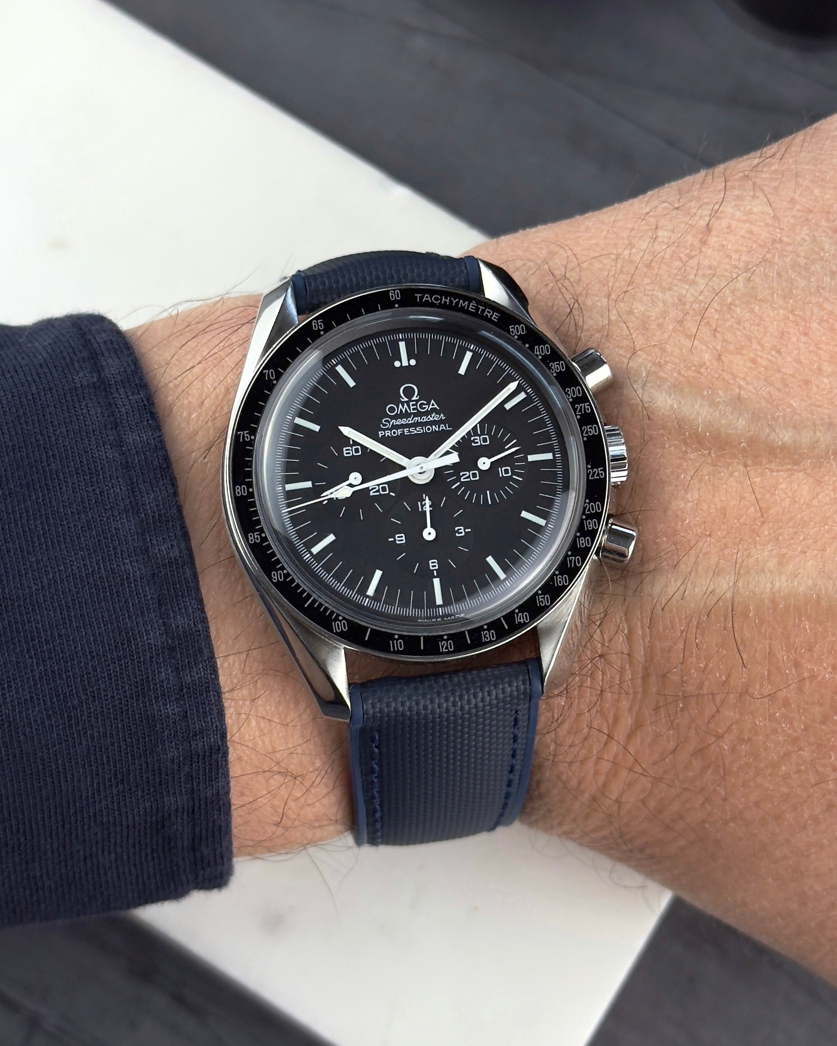 HYBRID•FKM Premium Sailcloth Rubber Watch Strap-Navy Blue