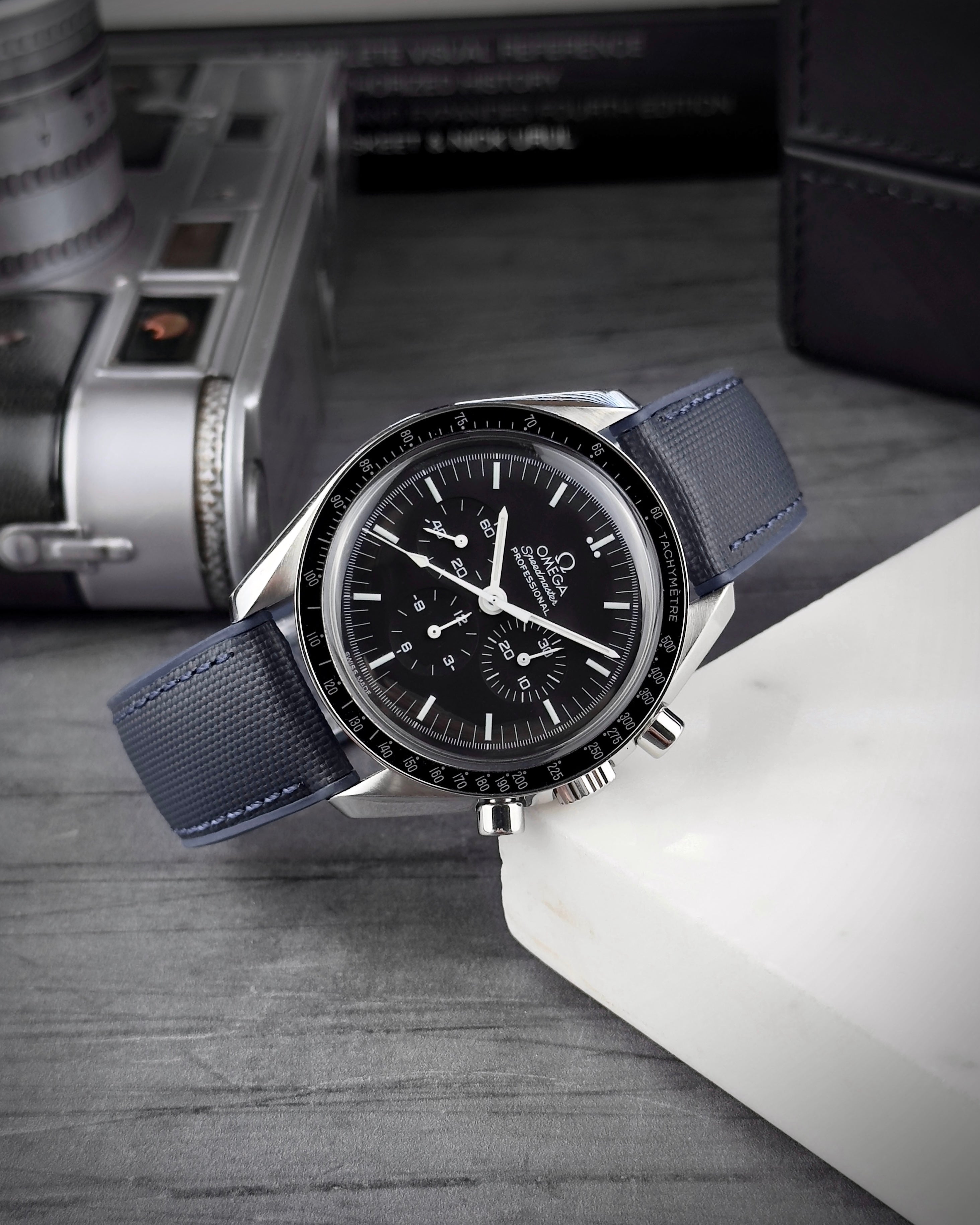HYBRID•FKM Premium Sailcloth Rubber Watch Strap-Navy Blue