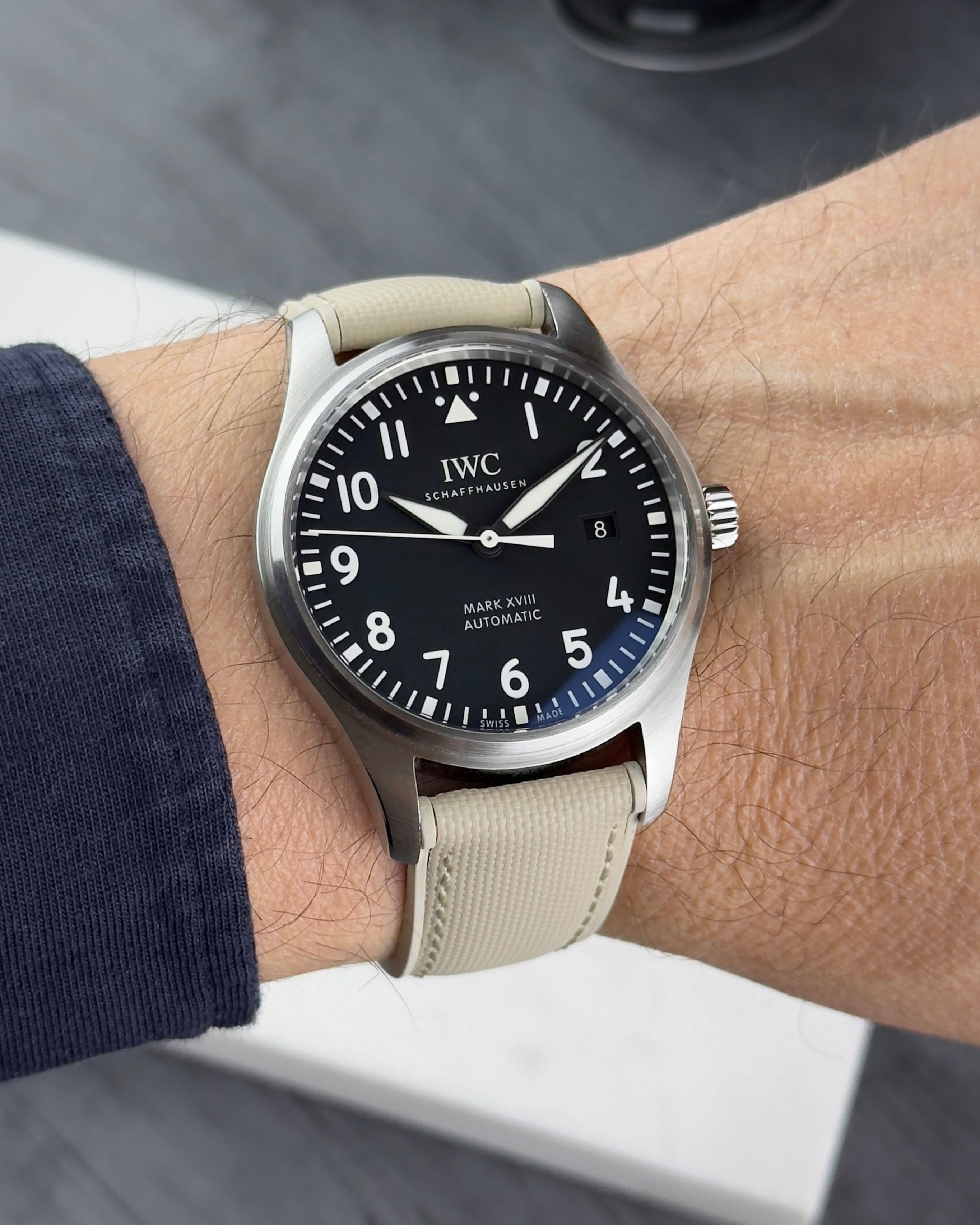 HYBRID•FKM Premium Sailcloth Rubber Watch Strap-Beige