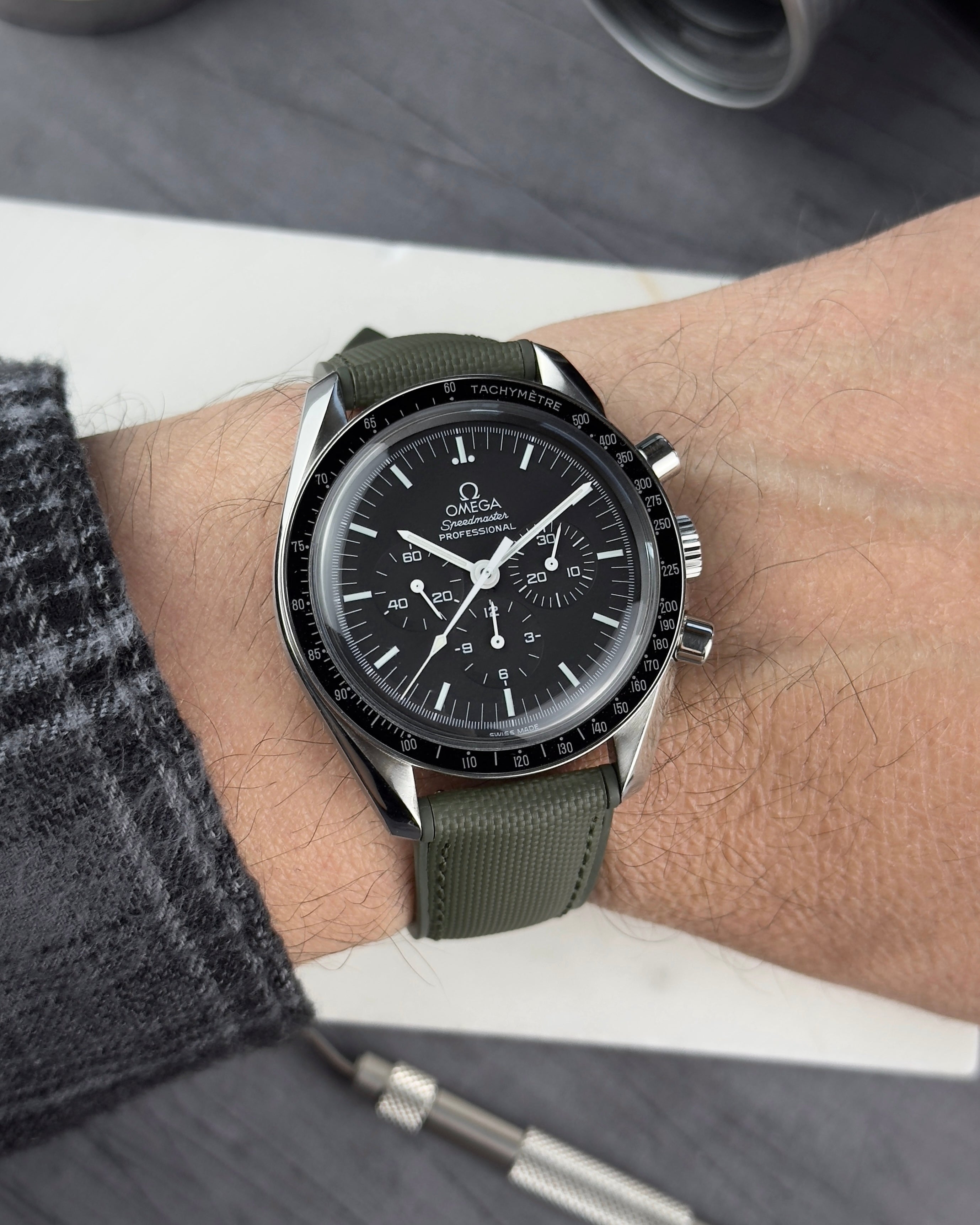 HYBRID•FKM Premium Sailcloth Rubber Watch Strap-Olive Green