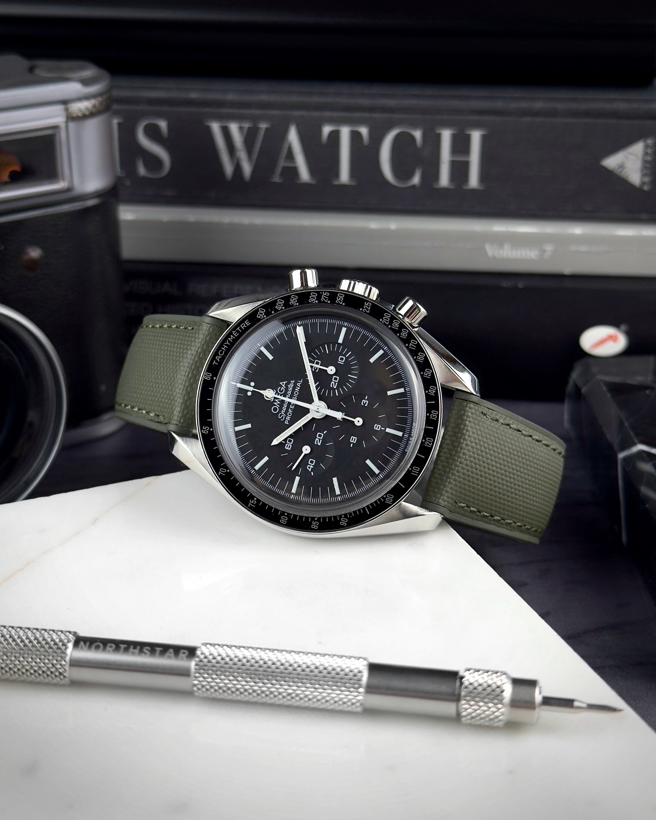 HYBRID•FKM Premium Sailcloth Rubber Watch Strap-Olive Green