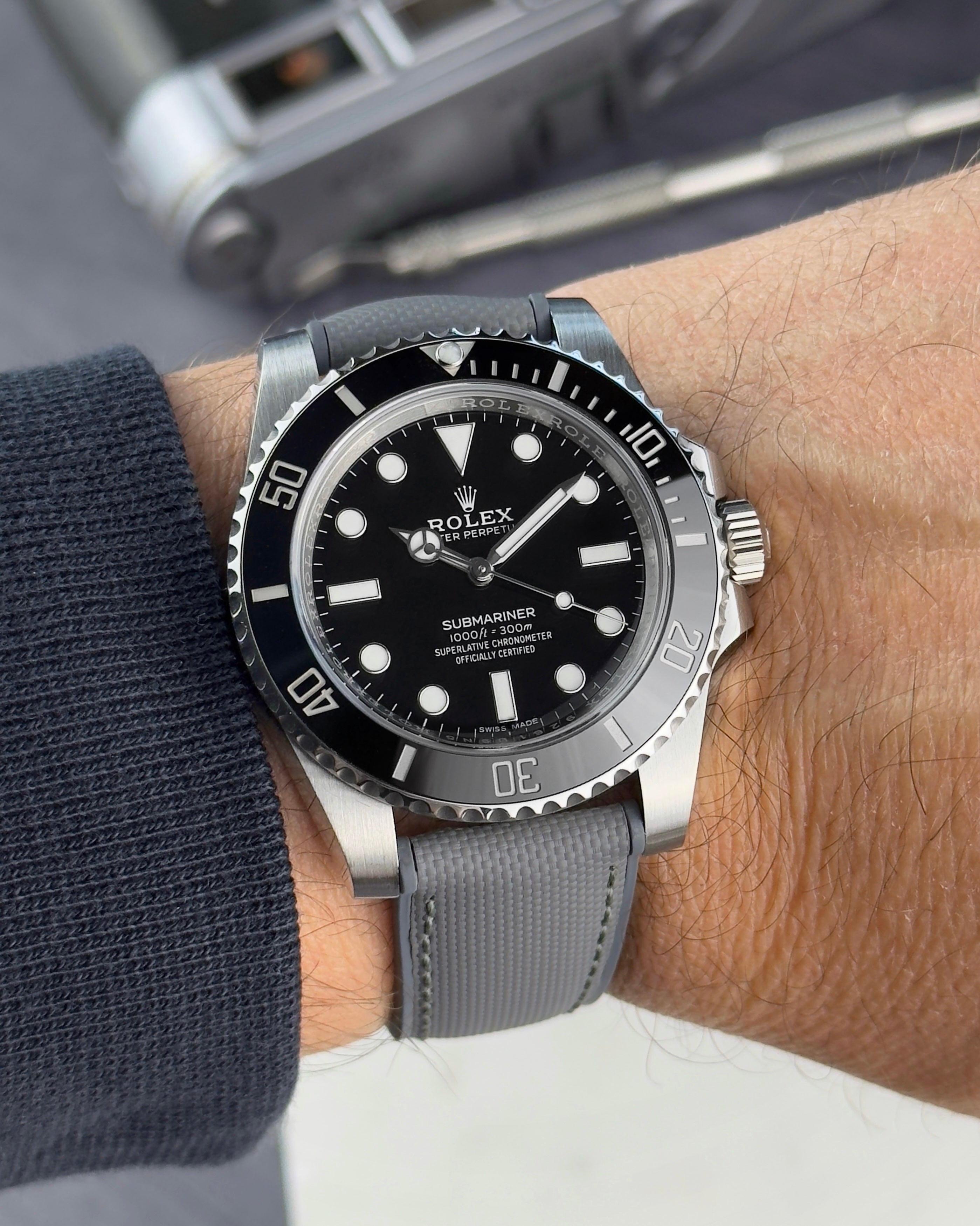 HYBRID•FKM Premium Sailcloth Rubber Watch Strap-Grey