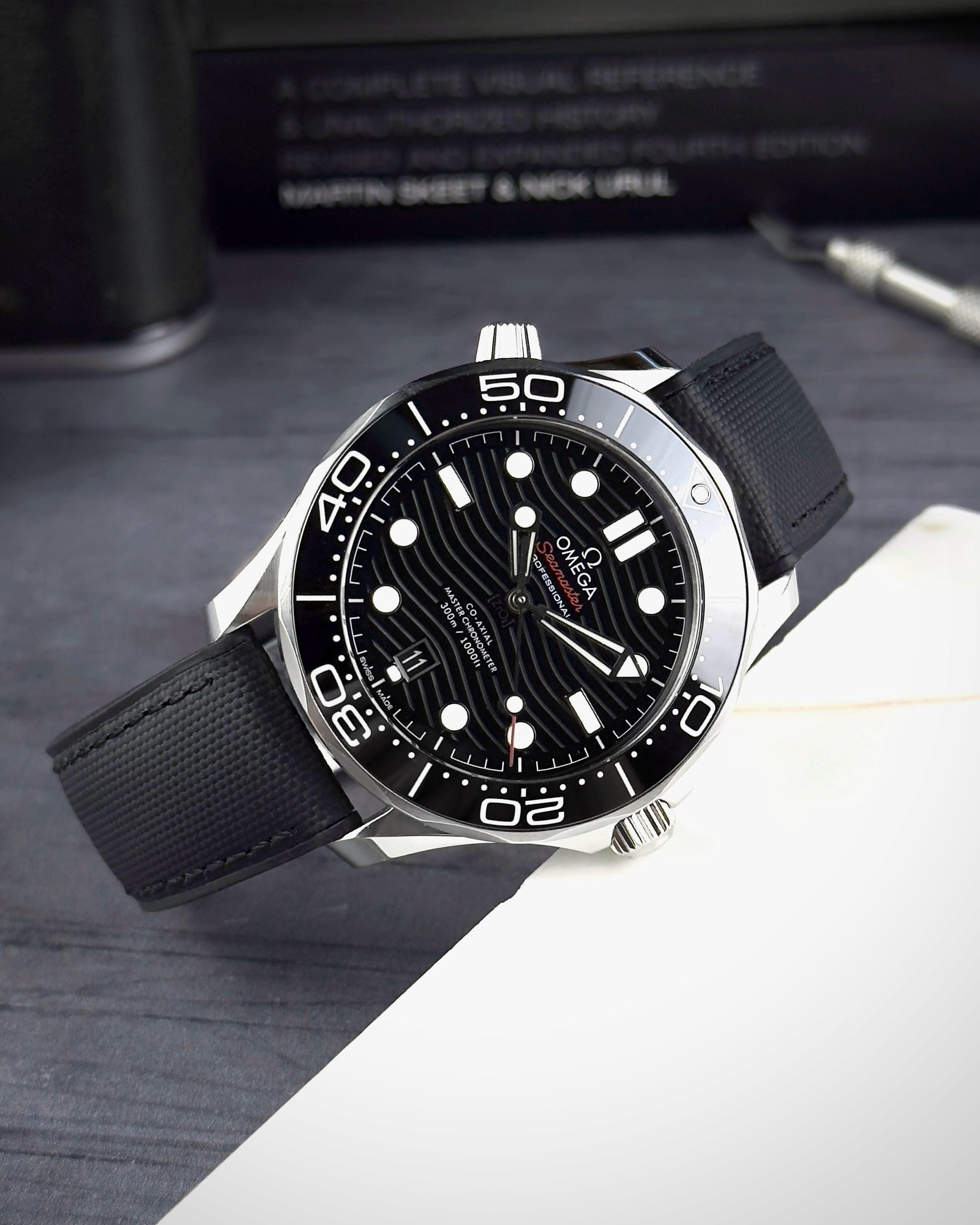 HYBRID•FKM Premium Sailcloth Rubber Watch Strap-Black