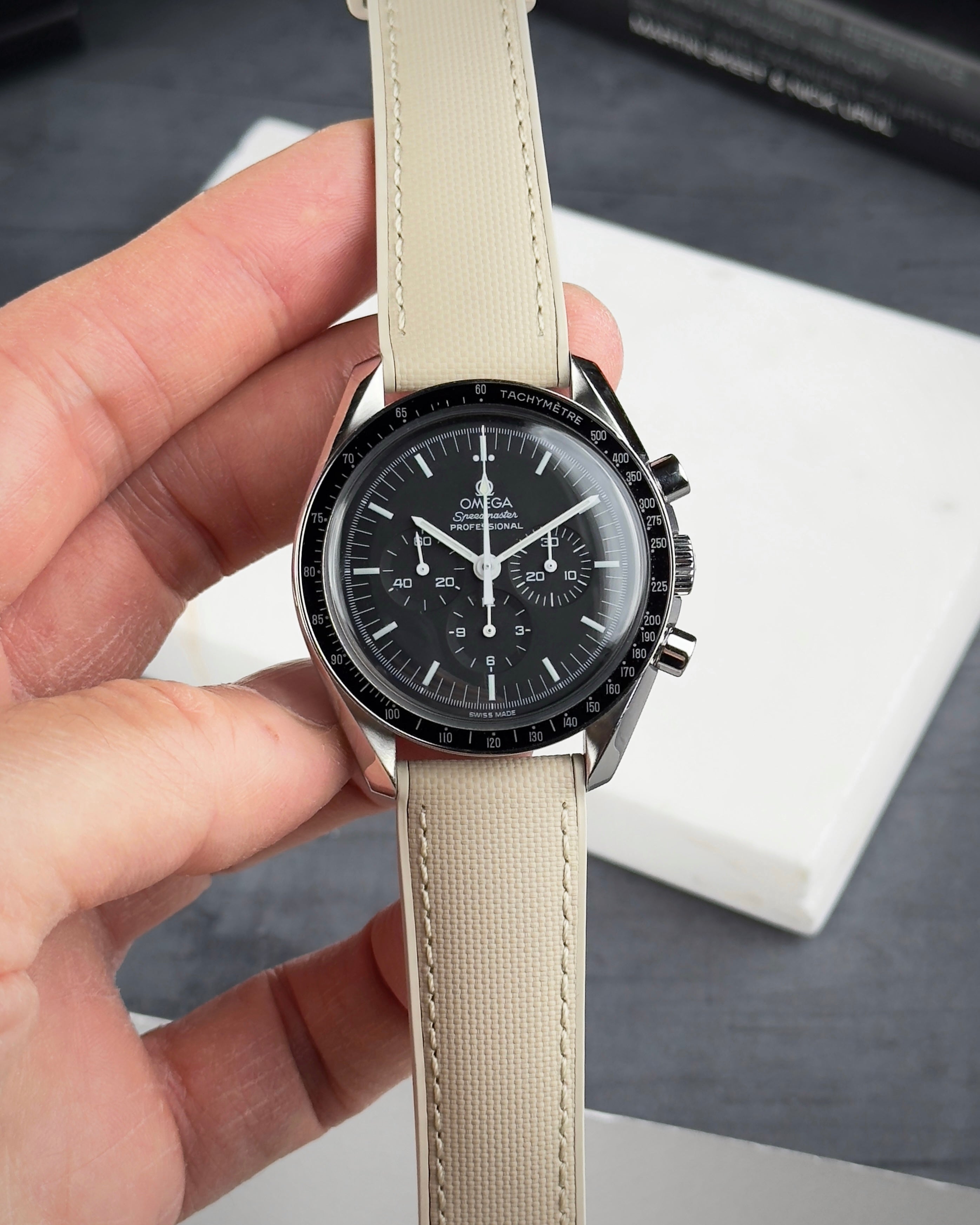 HYBRID•FKM Premium Sailcloth Rubber Watch Strap-Beige