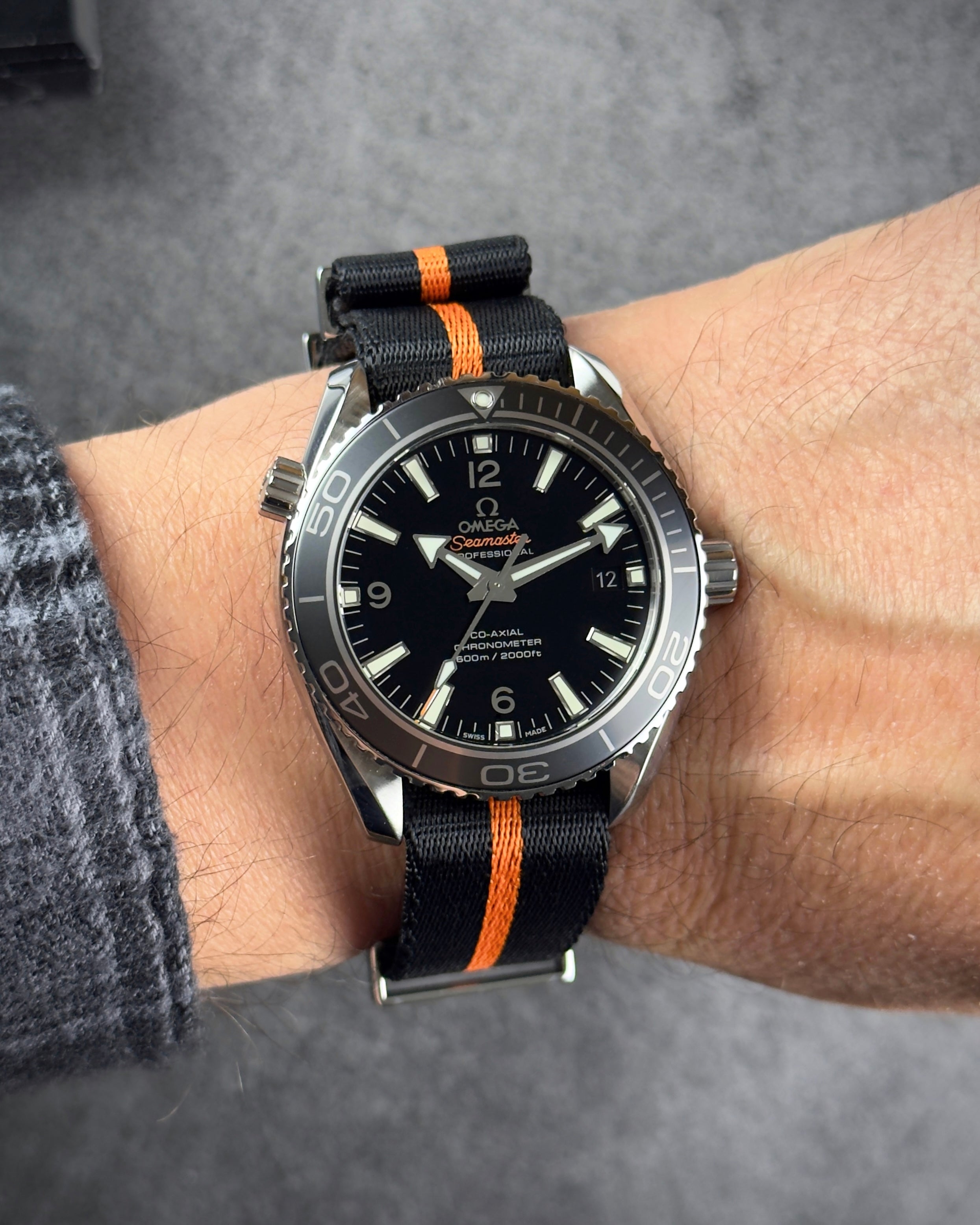 Over & Under-Nylon Single Pass Polyamide Watch Strap-Orange Stripe