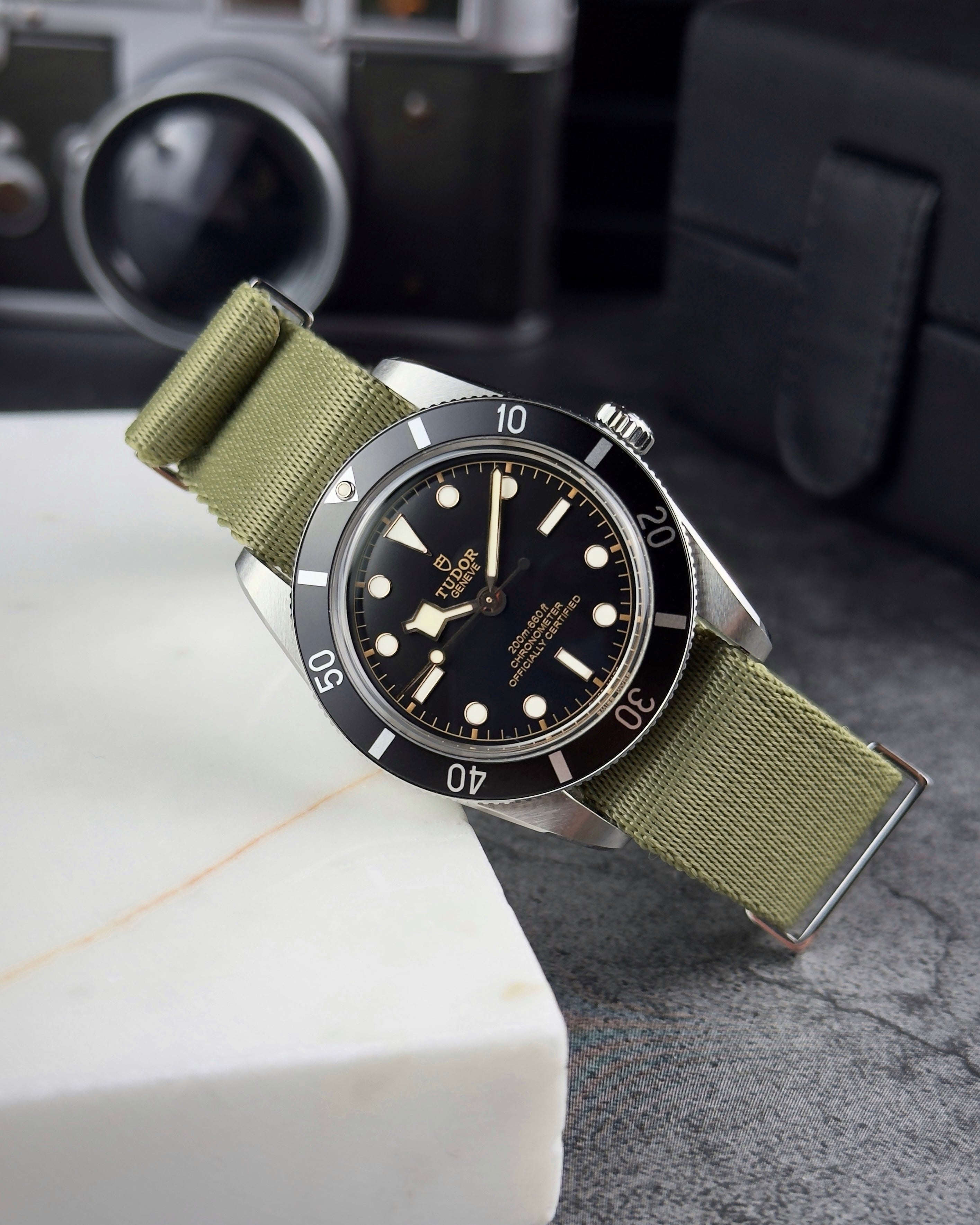 Over & Under-Nylon Single Pass Polyamide Watch Strap-Khaki Green