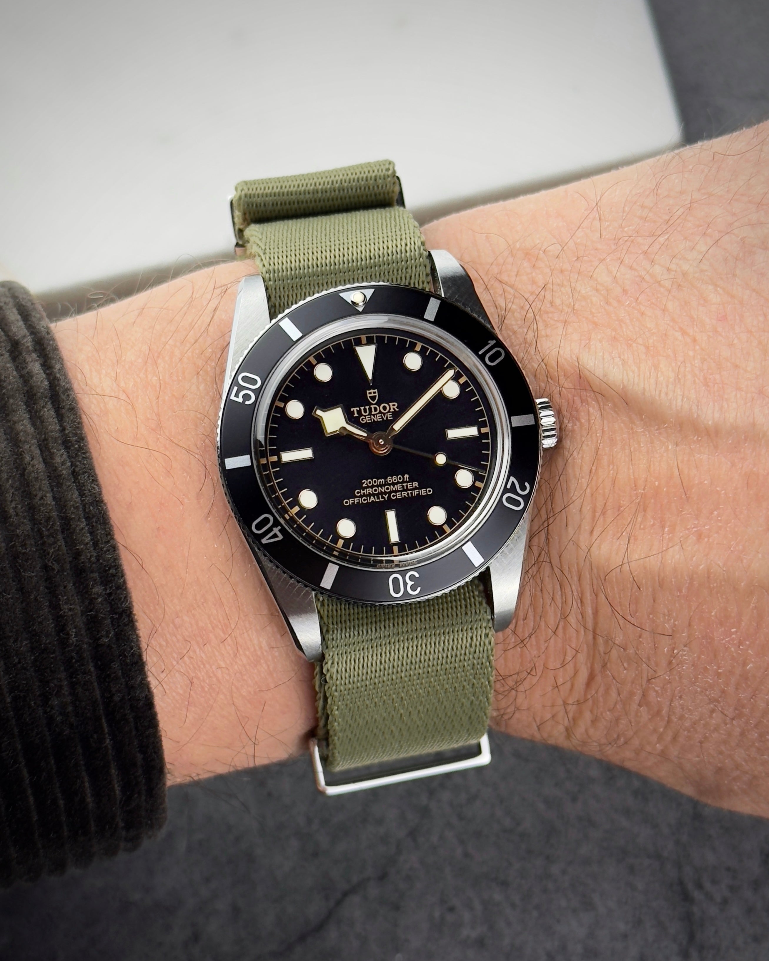 Over & Under-Nylon Single Pass Polyamide Watch Strap-Khaki Green