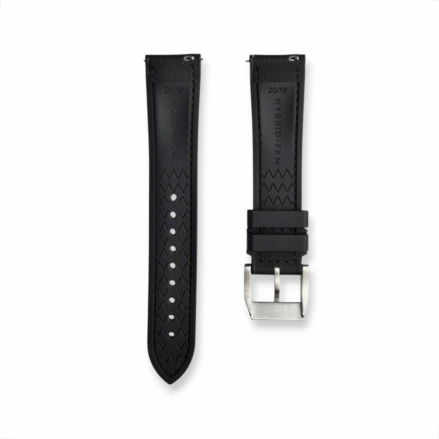HYBRID•FKM Premium Sailcloth Rubber Watch Strap-Black