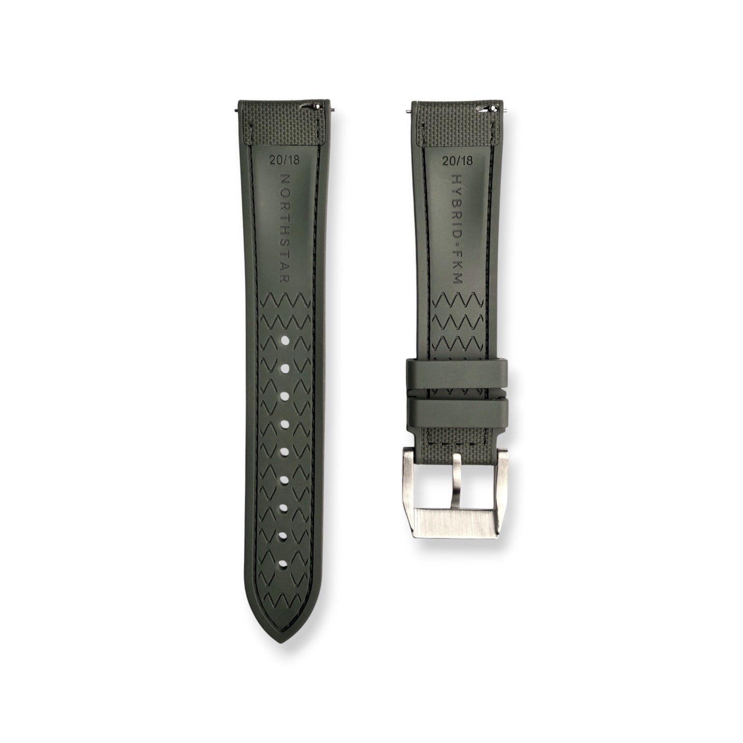 HYBRID•FKM Premium Sailcloth Rubber Watch Strap-Olive Green