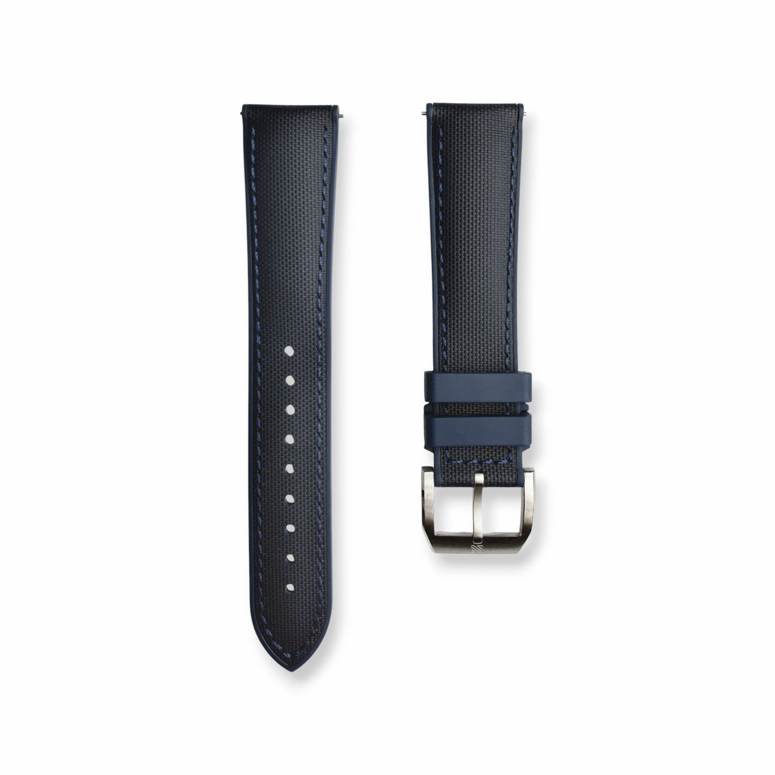 HYBRID•FKM Premium Sailcloth Rubber Watch Strap-Navy Blue