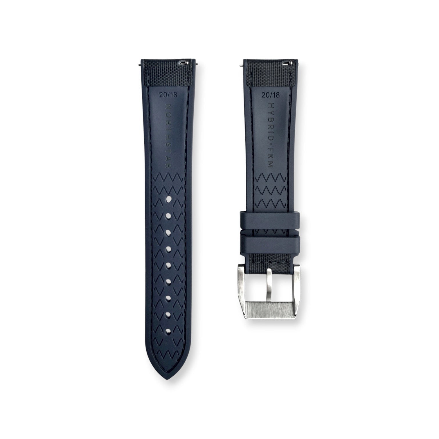 HYBRID•FKM Premium Sailcloth Rubber Watch Strap-Navy Blue
