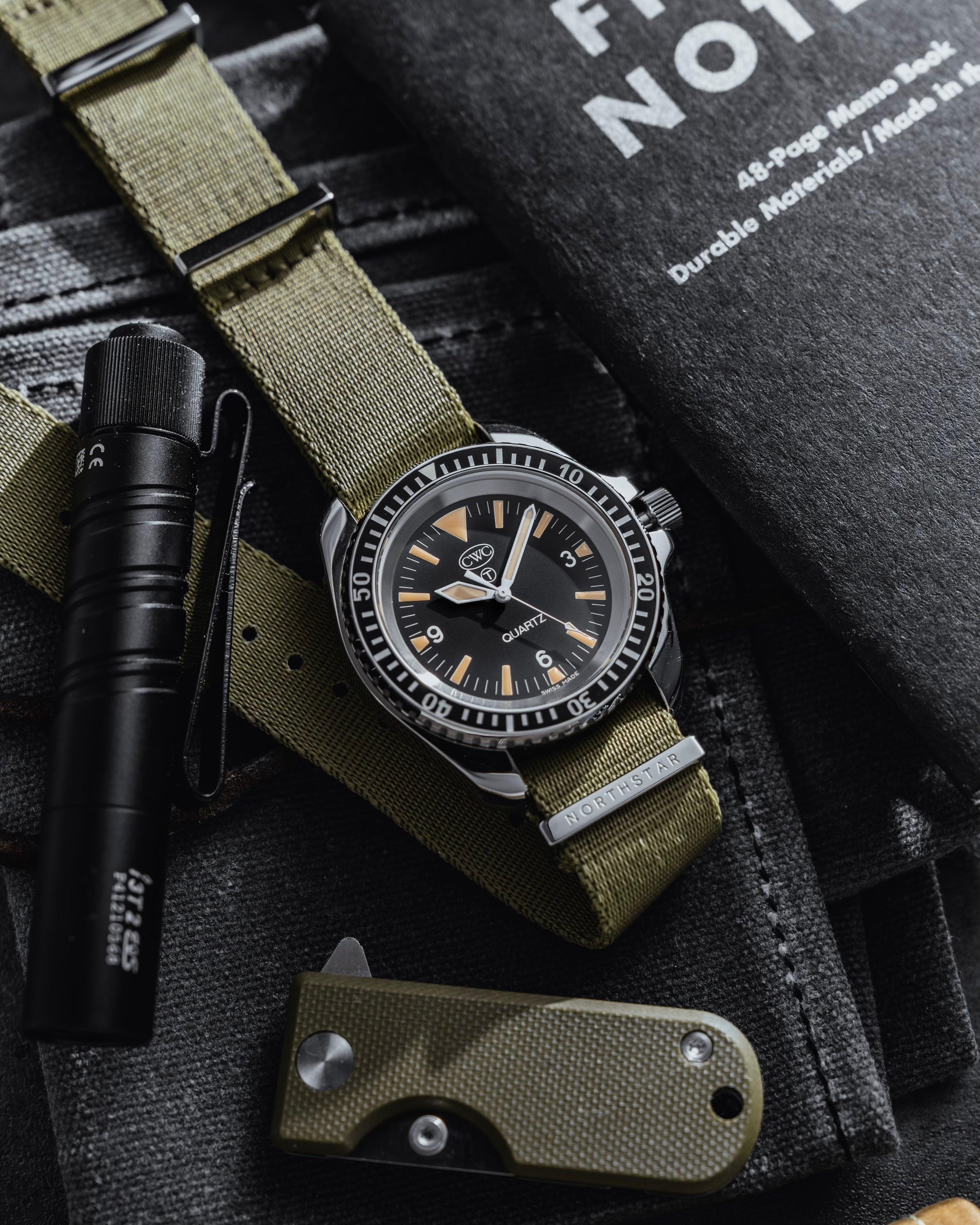 Over & Under-Nylon Single Pass Polyamide Watch Strap-Khaki Green