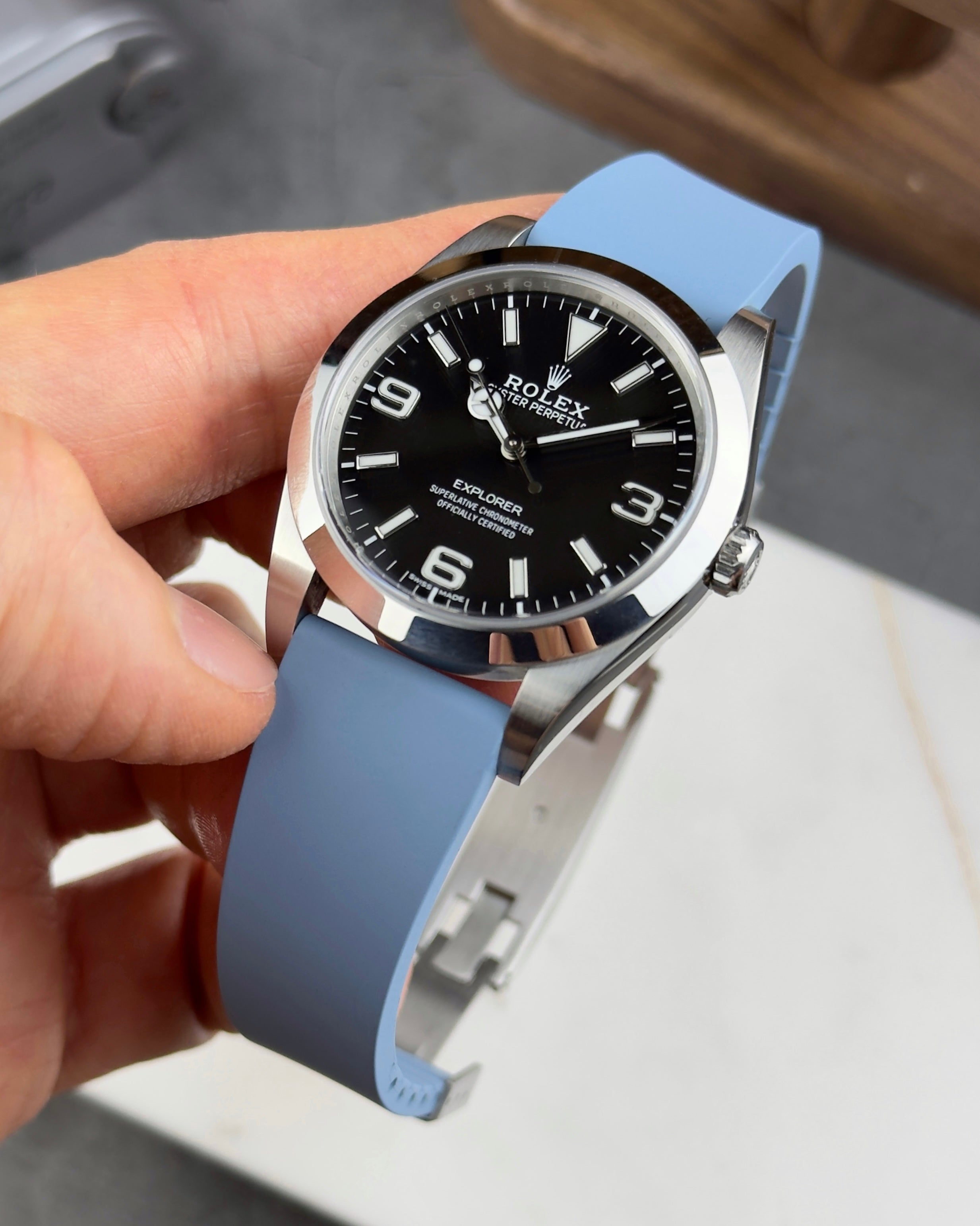 CTS | CUT-TO-SIZE FKM RUBBER WATCH STRAP BABY BLUE