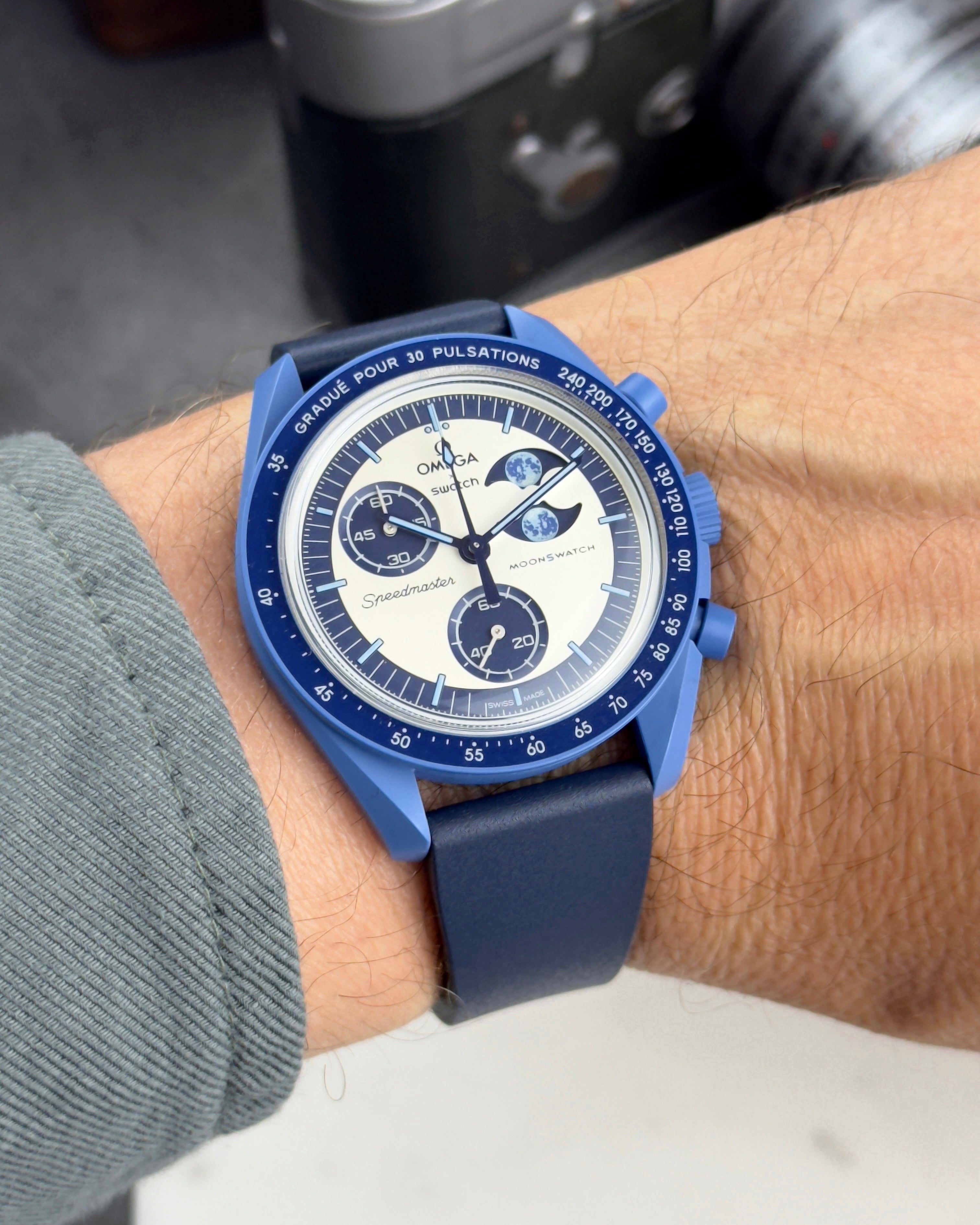 CTS | CUT-TO-SIZE FKM RUBBER WATCH STRAP NAVY BLUE