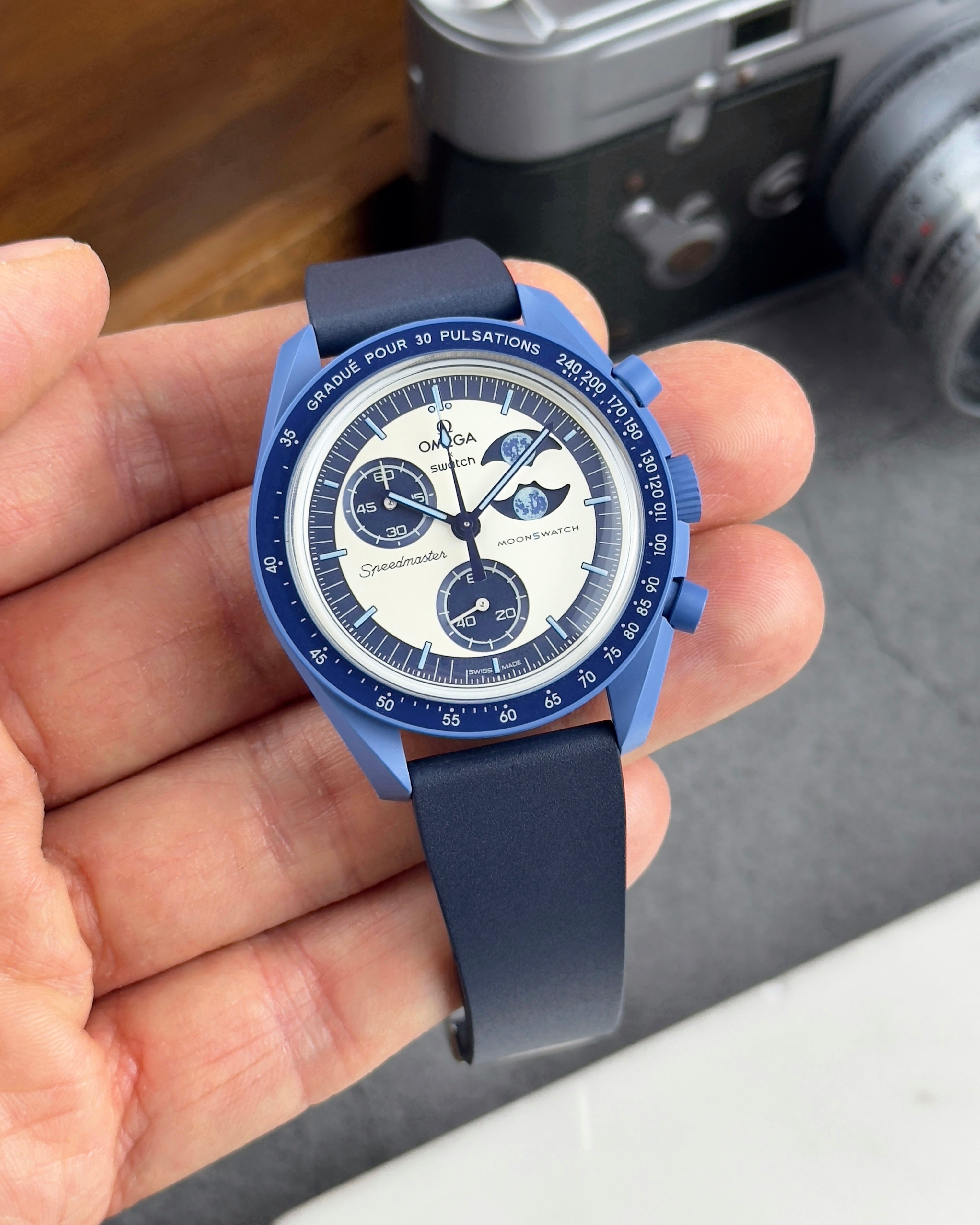 CTS | CUT-TO-SIZE FKM RUBBER WATCH STRAP NAVY BLUE