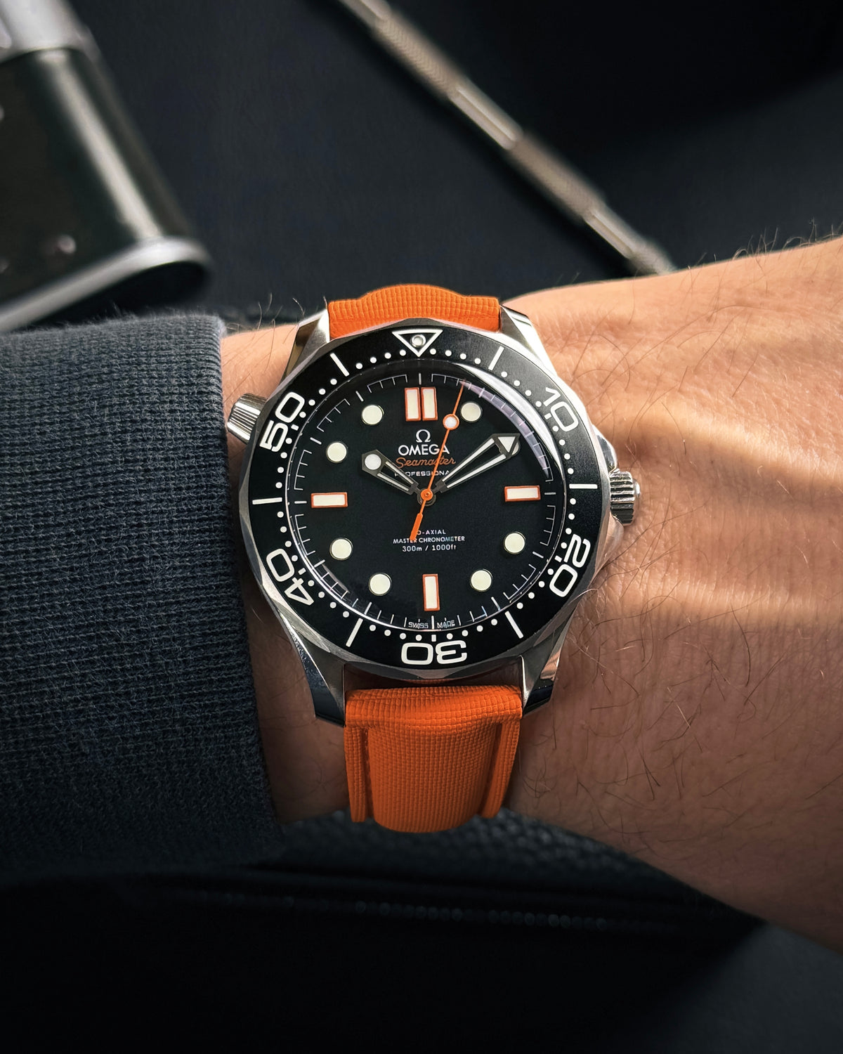 DEPLOY•FKM Premium Sailcloth Rubber Deployant Watch Strap-Neon Orange
