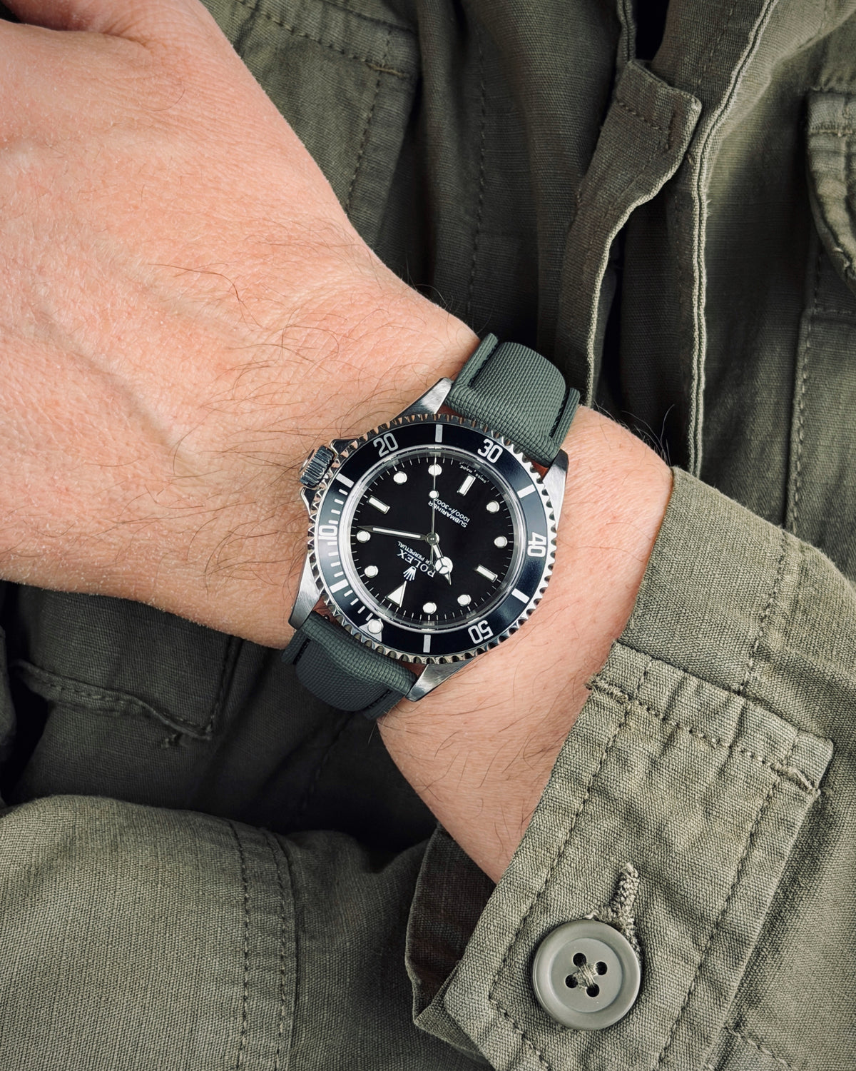 DEPLOY•FKM Premium Sailcloth Rubber Deployant Watch Strap-Forest Green