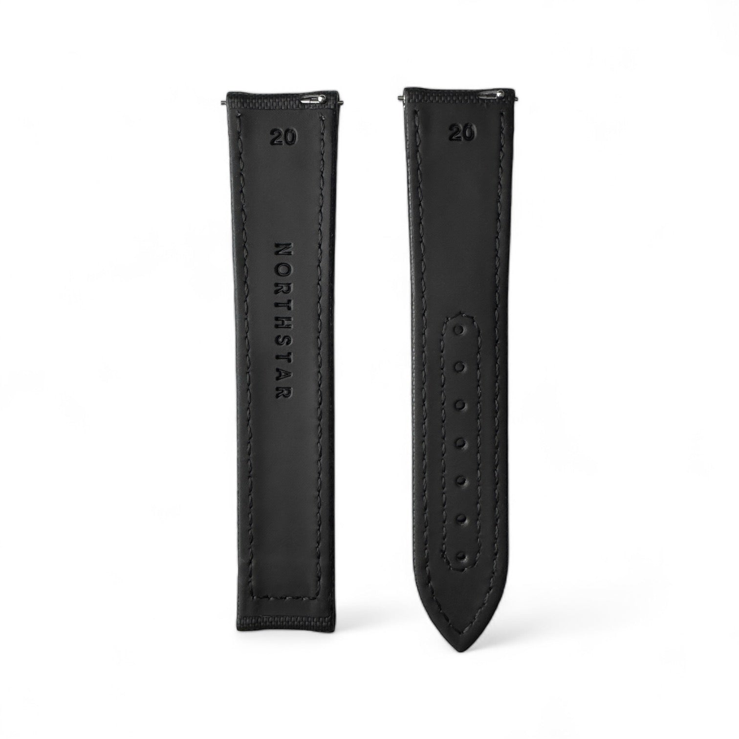 DEPLOY-Premium Black Sailcloth Deployant Watch Strap With White Stitching