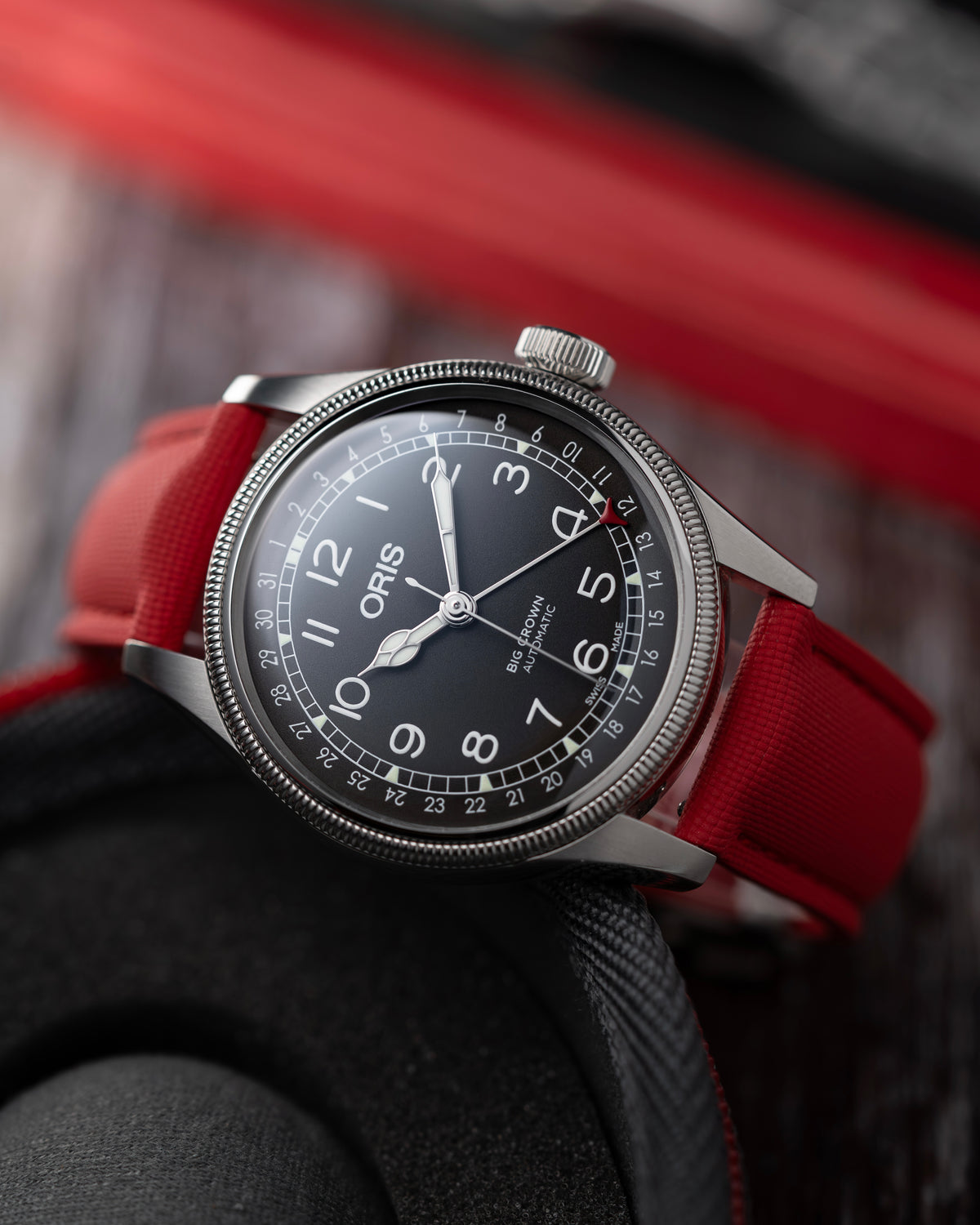 DEPLOY•FKM Premium Sailcloth Rubber Deployant Watch Strap-Red