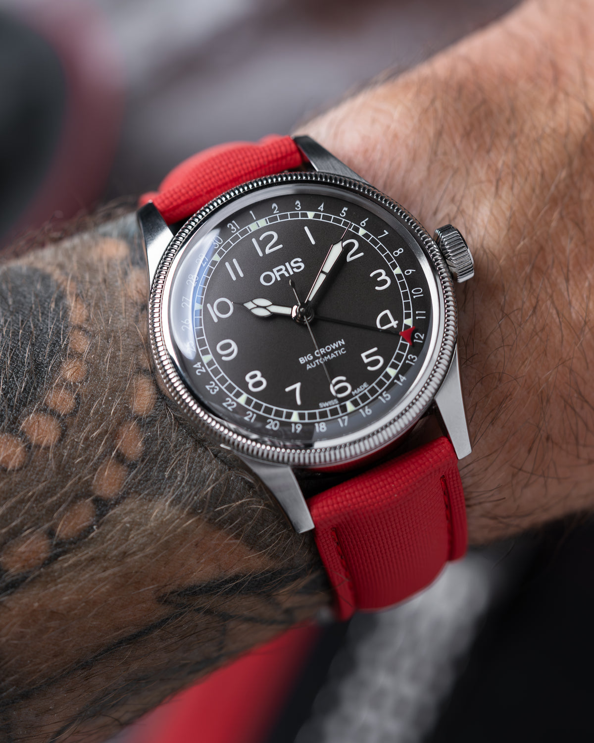 DEPLOY•FKM Premium Sailcloth Rubber Deployant Watch Strap-Red