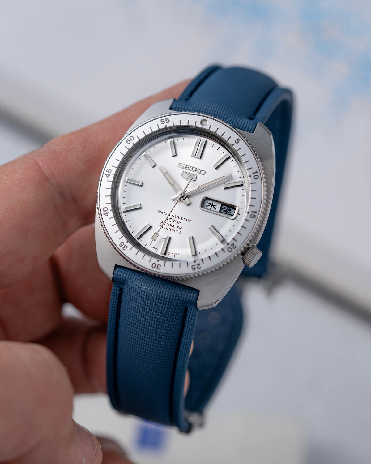 DEPLOY•FKM Premium Sailcloth Rubber Deployant Watch Strap-Navy Blue
