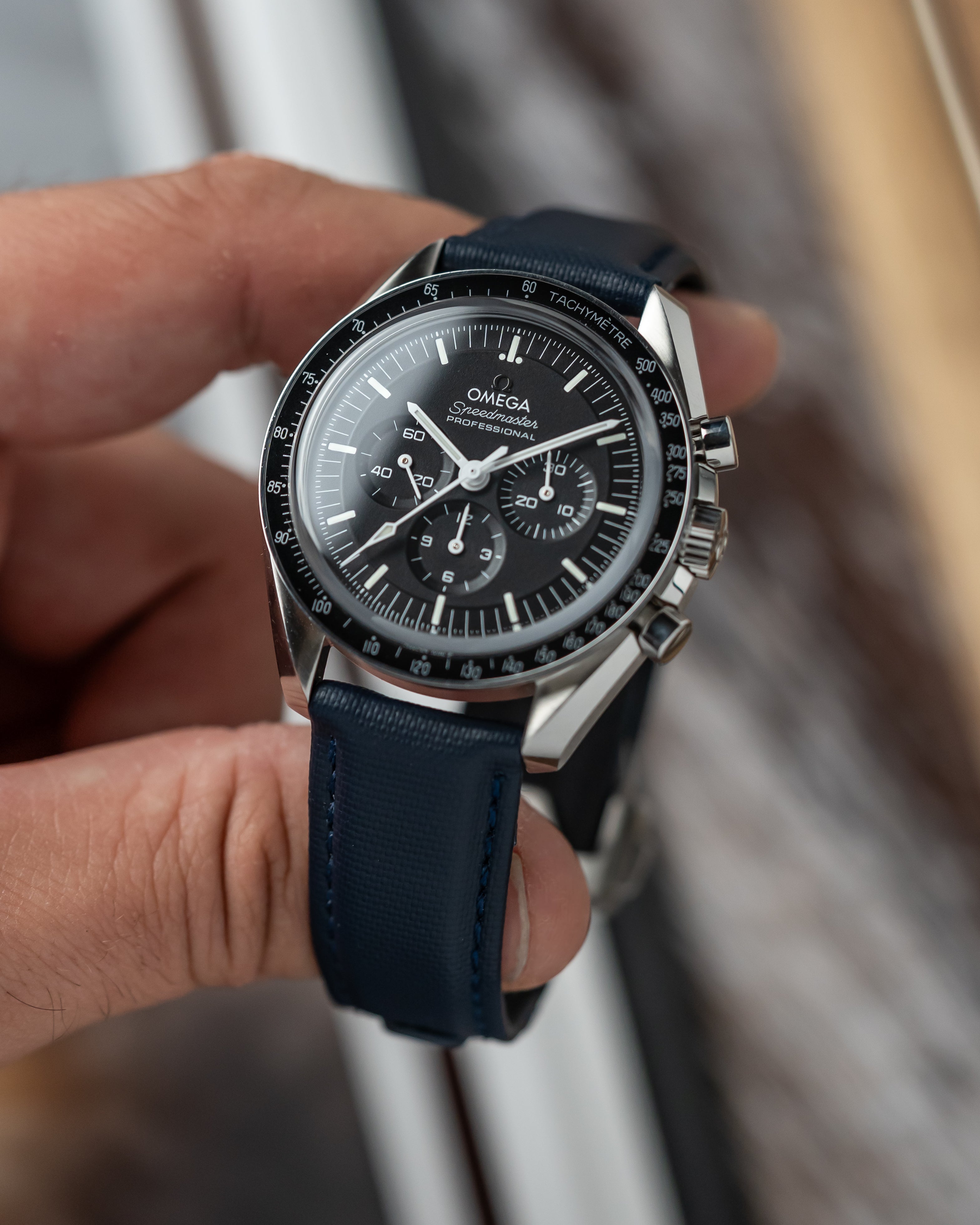 DEPLOY-Premium Sailcloth Deployant Watch Strap-Navy Blue