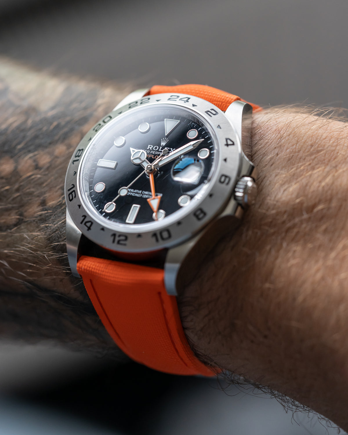 DEPLOY•FKM Premium Sailcloth Rubber Deployant Watch Strap-Neon Orange
