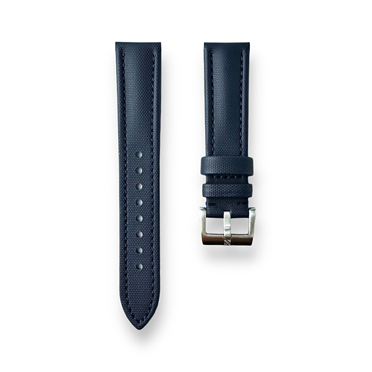 Classic Navy Blue Sailcloth Watch Strap With Blue Stitching
