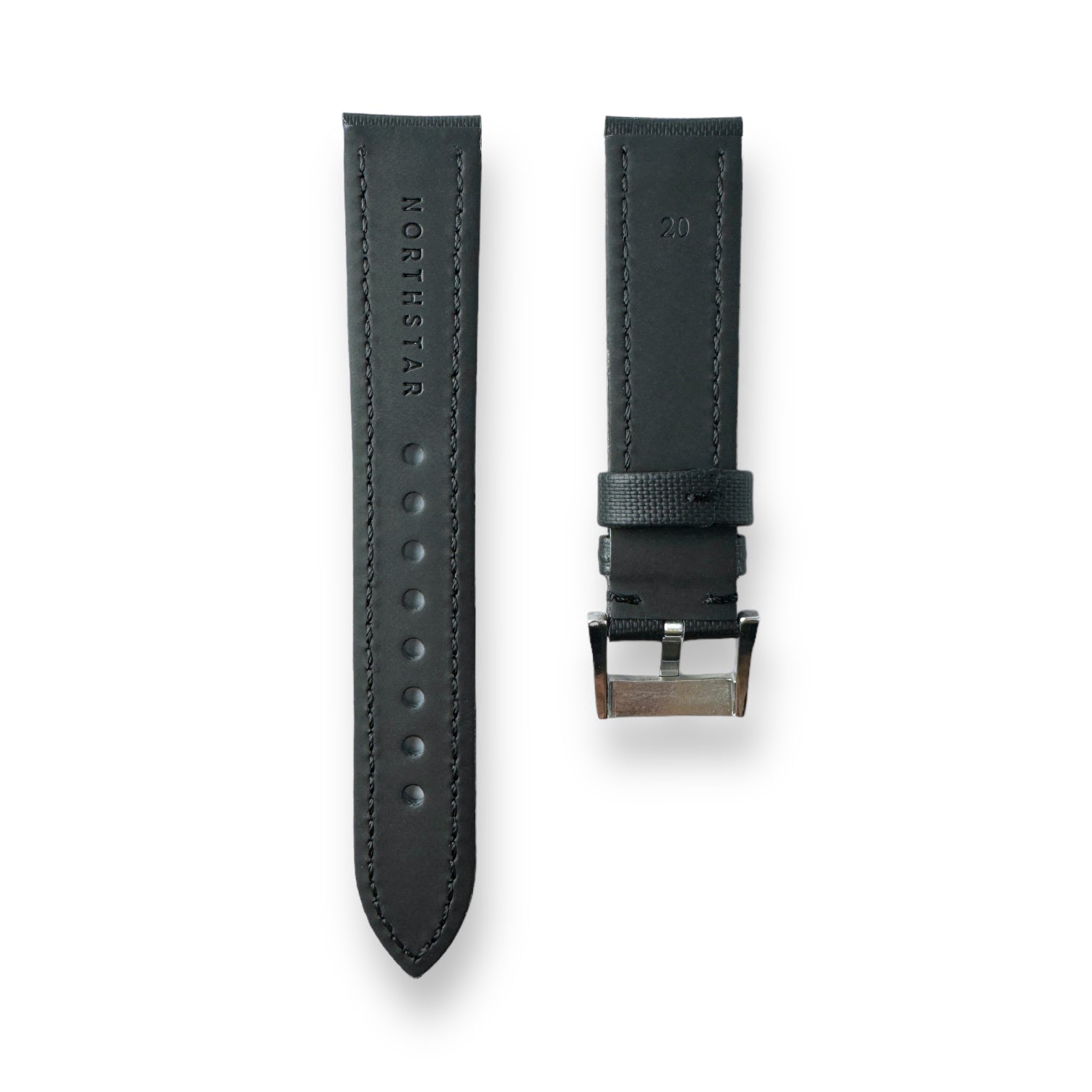 Classic Black Sailcloth Watch Strap With Black Stitching