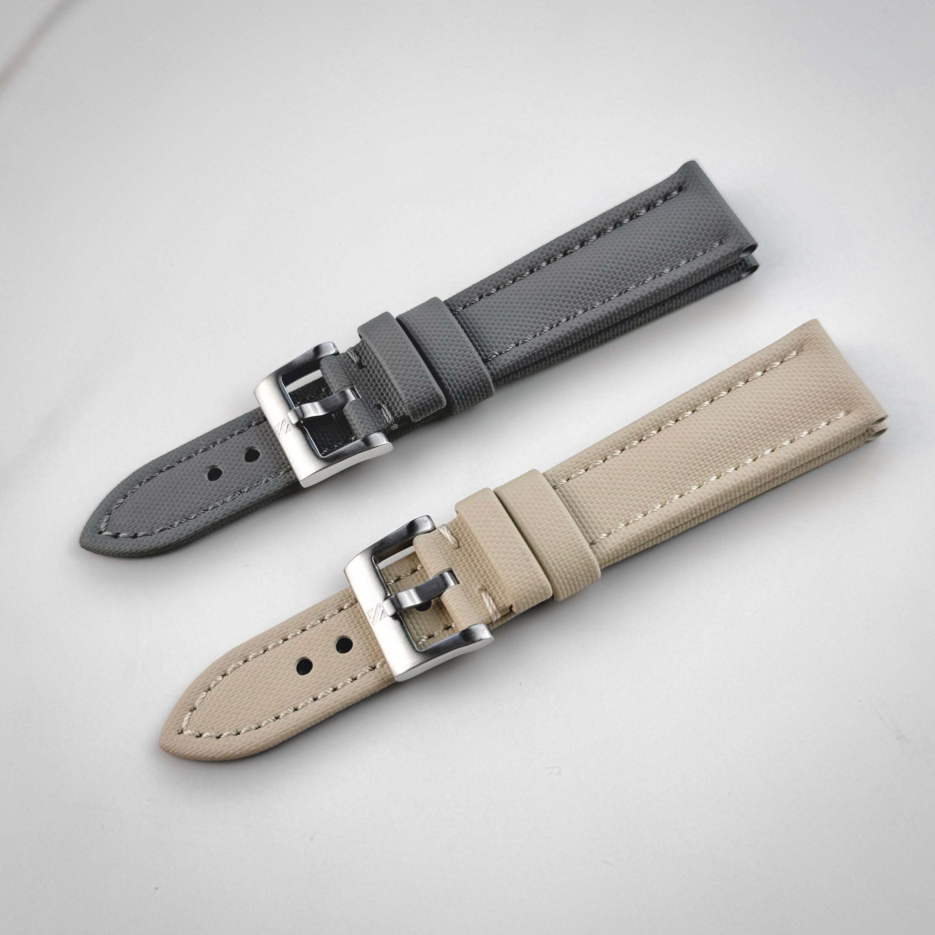 Classic Grey Sailcloth Watch Strap With Grey Stitching