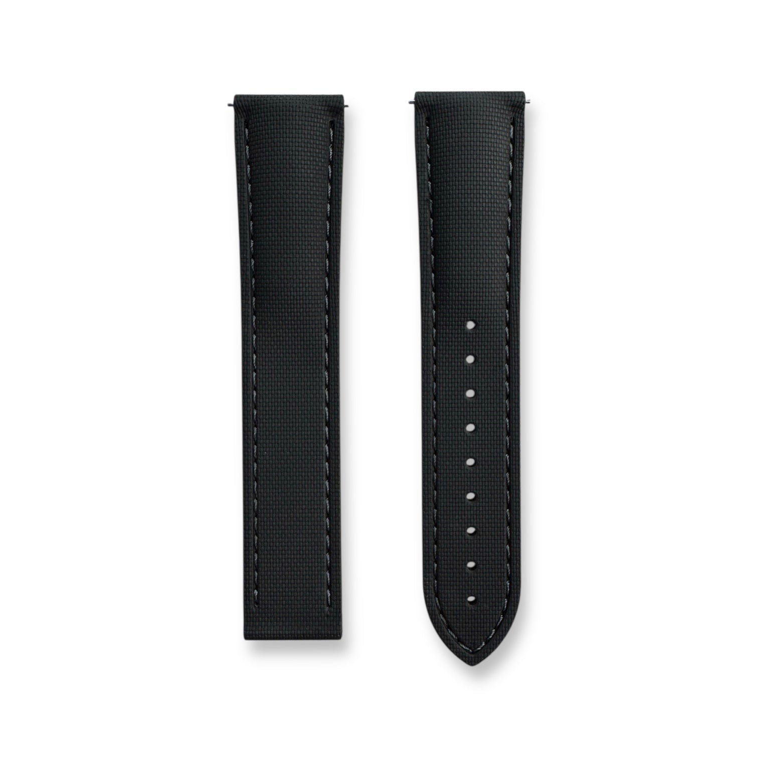 DEPLOY•FKM Premium Sailcloth Rubber Deployant Watch Strap-Black With Grey Stitching