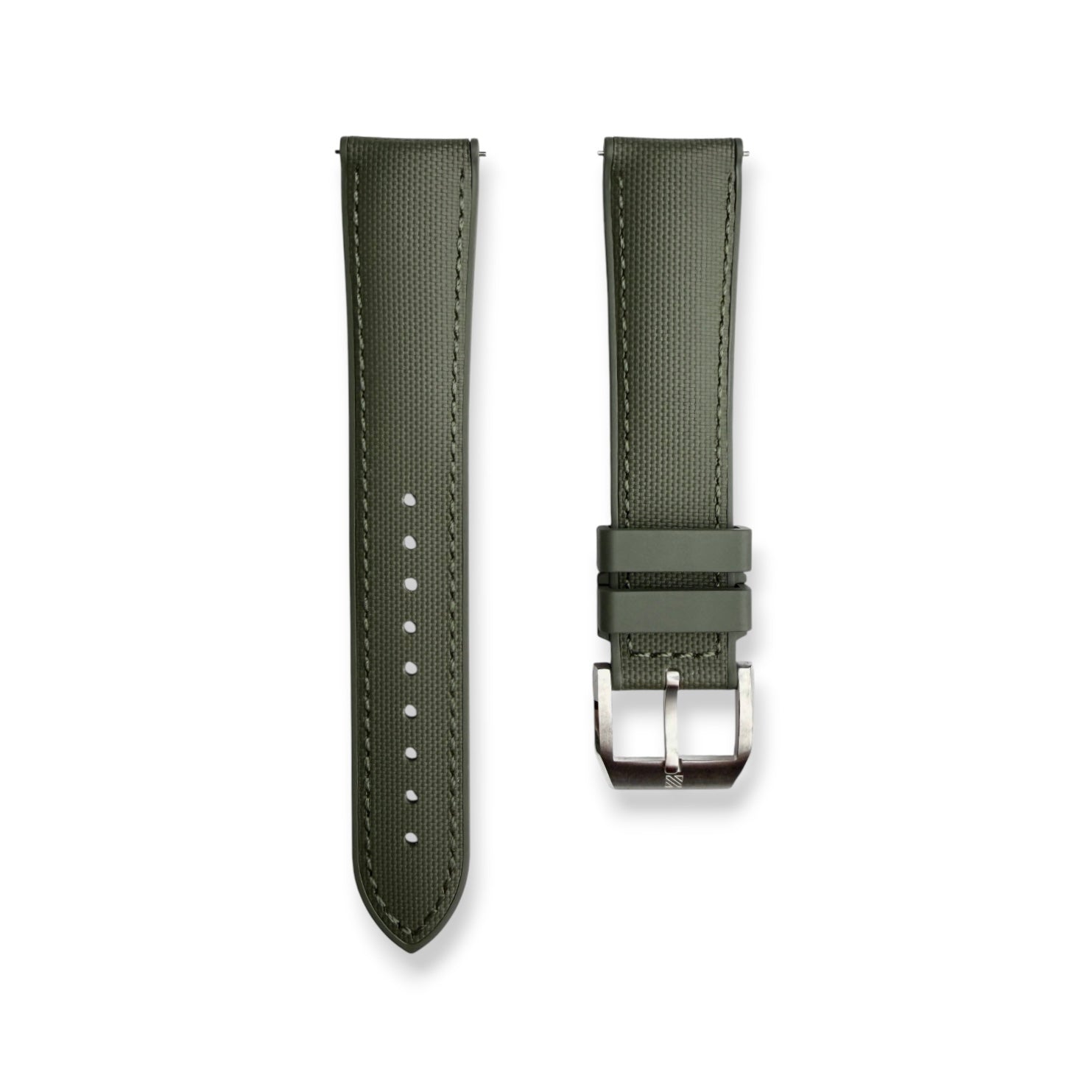 HYBRID•FKM Premium Sailcloth Rubber Watch Strap-Olive Green