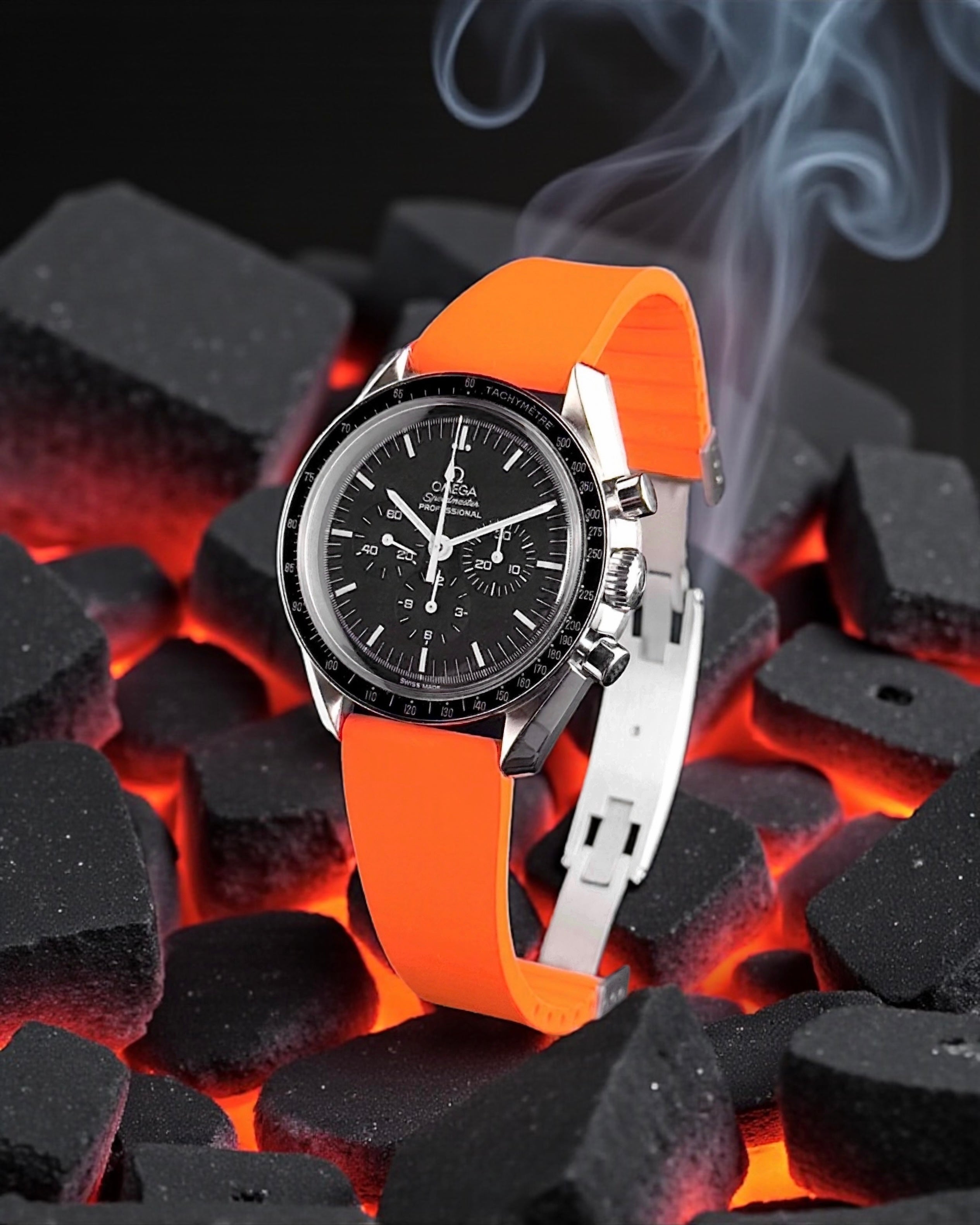 CTS | CUT-TO-SIZE FKM RUBBER WATCH STRAP ORANGE