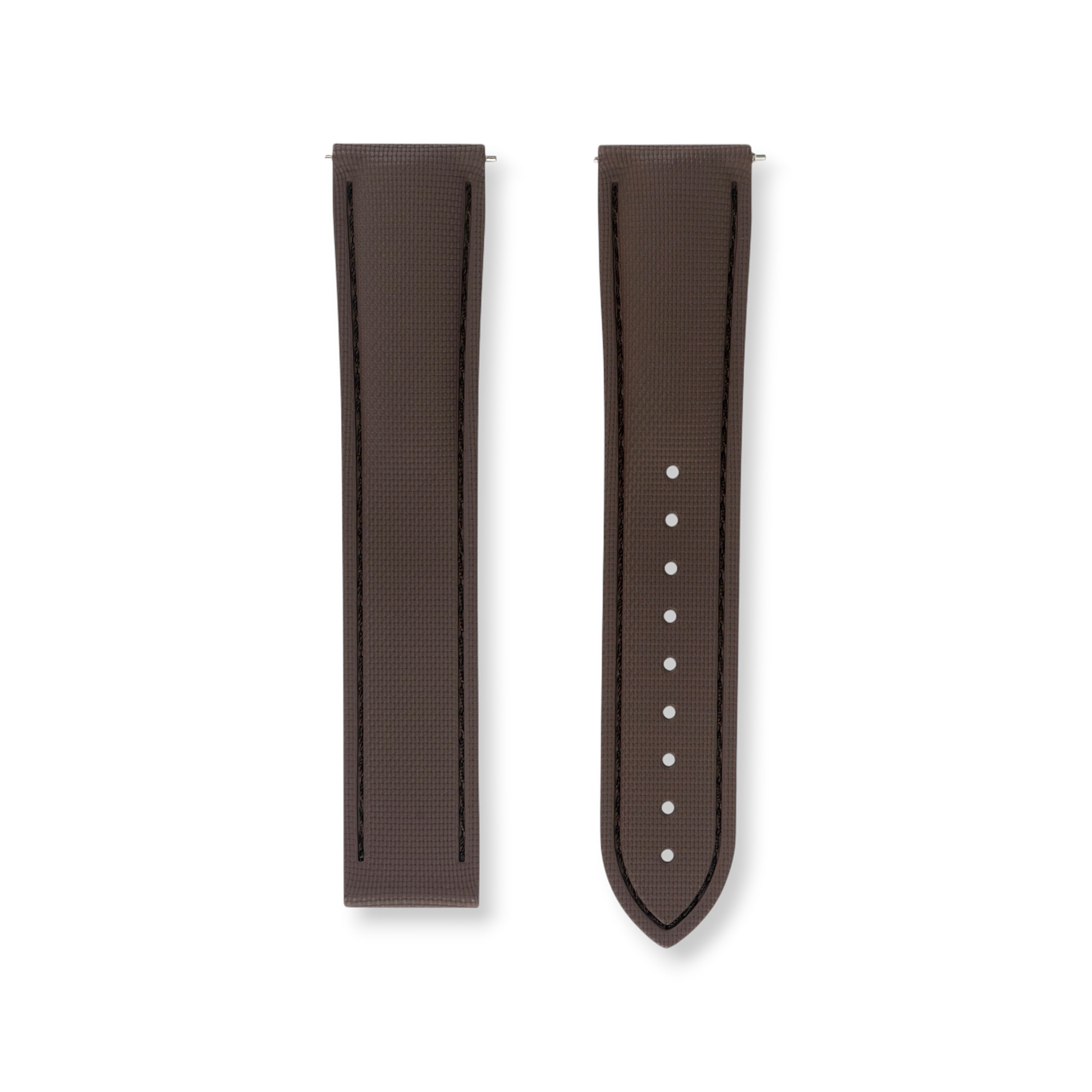 DEPLOY•FKM Premium Sailcloth Rubber Deployant Watch Strap-Brown