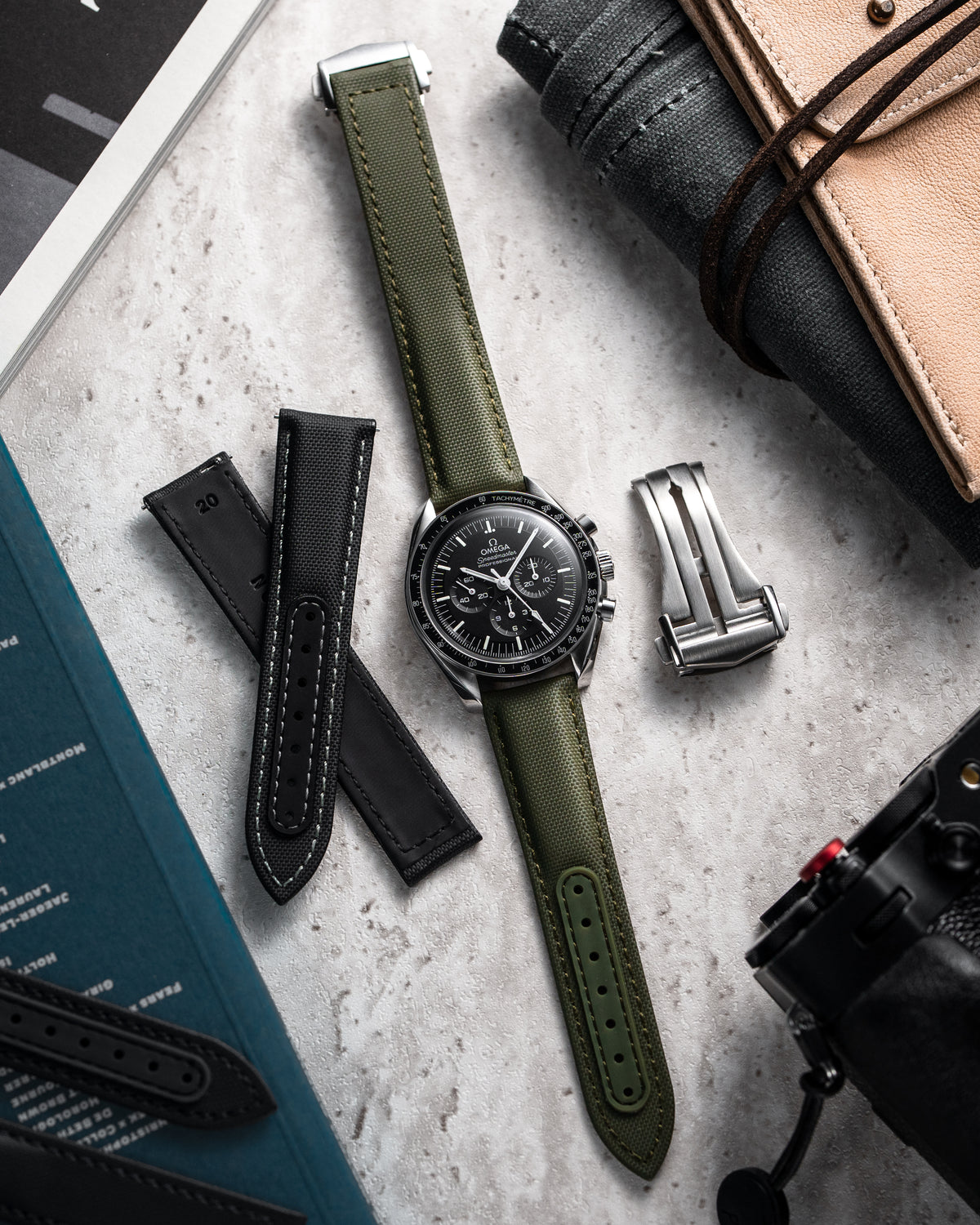 DEPLOY-Premium Sailcloth Deployant Watch Strap-Olive Green