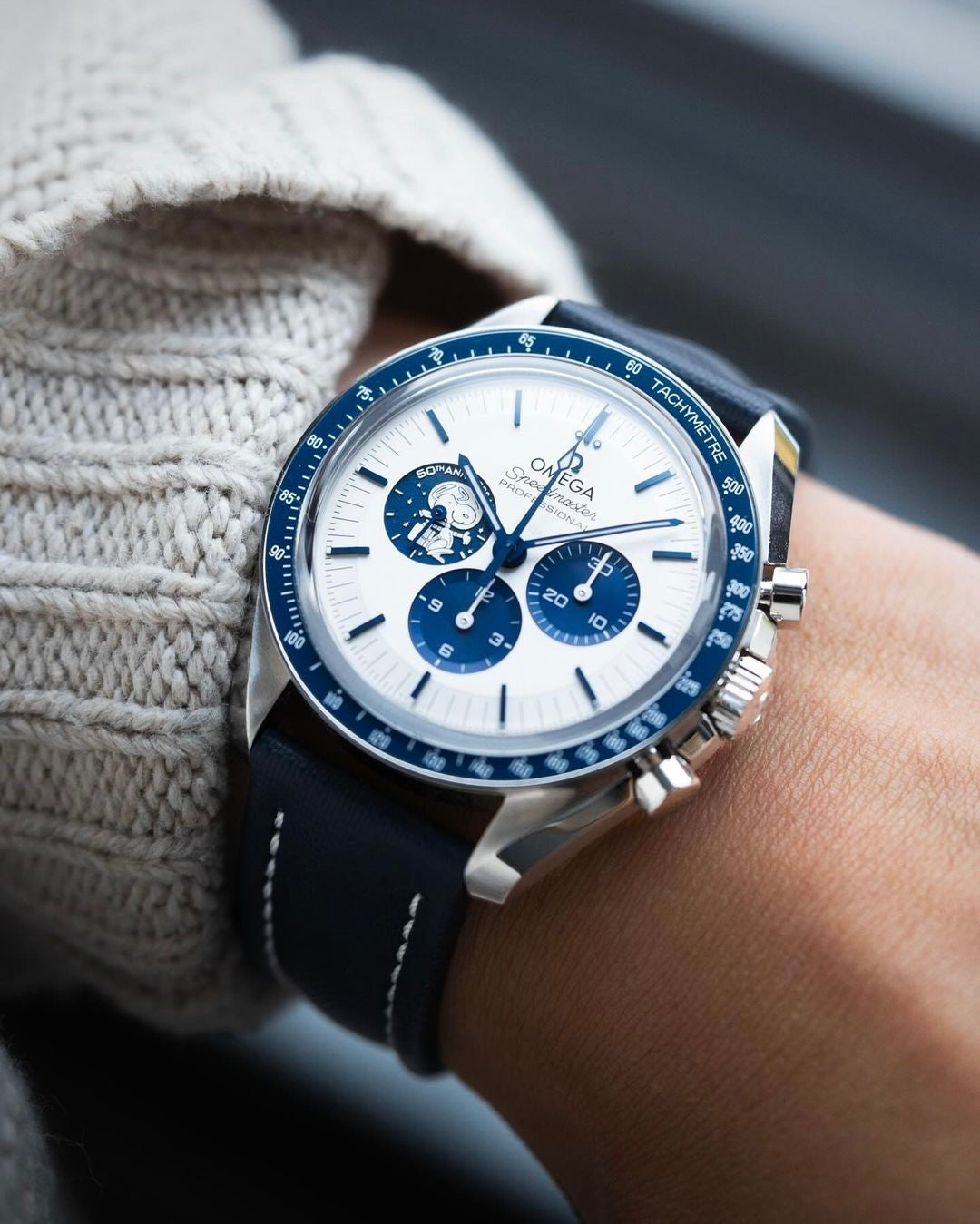 Classic Sailcloth Watch Strap-Navy Blue With White Stitching