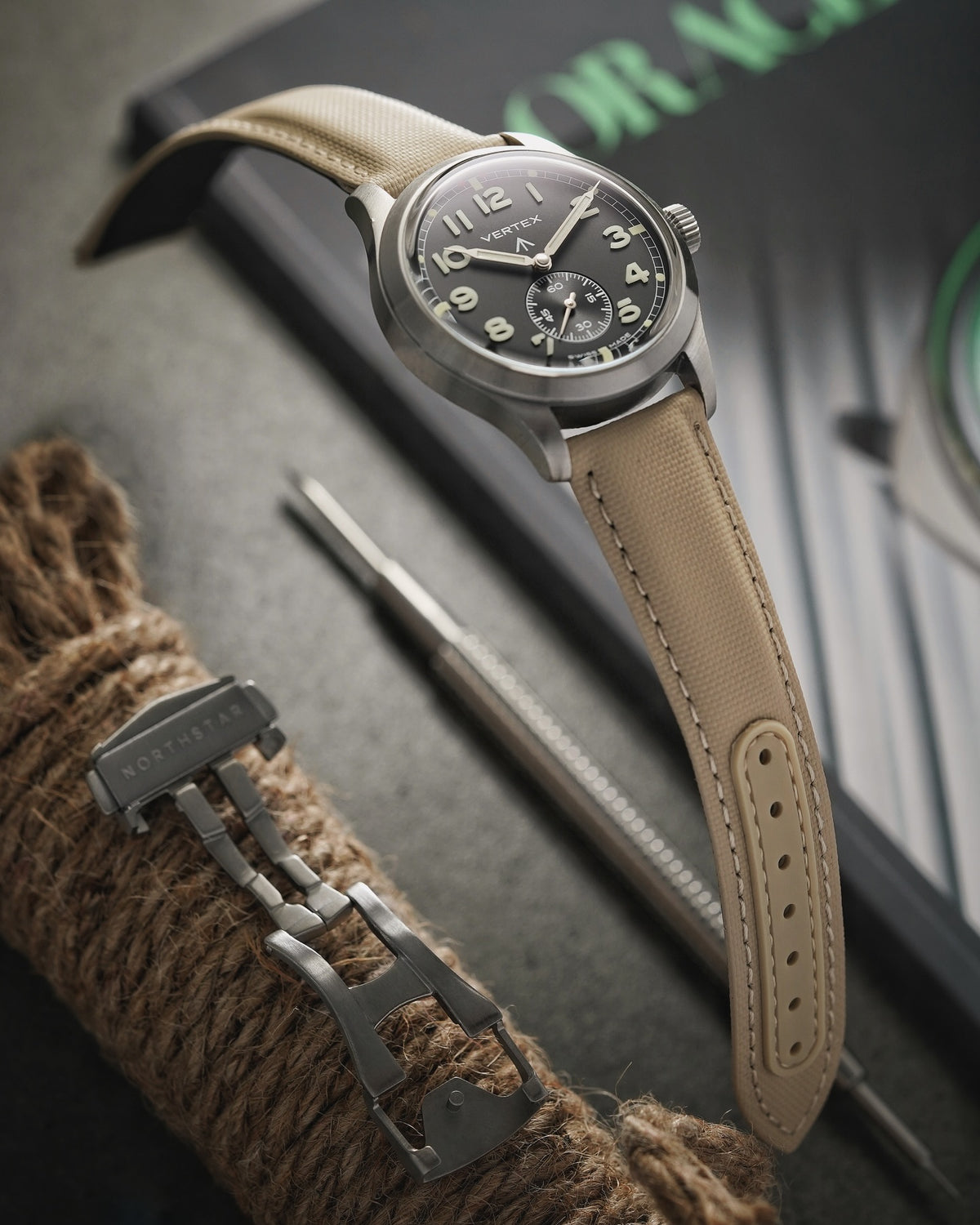 DEPLOY-Premium Sailcloth Deployant Watch Strap-Beige