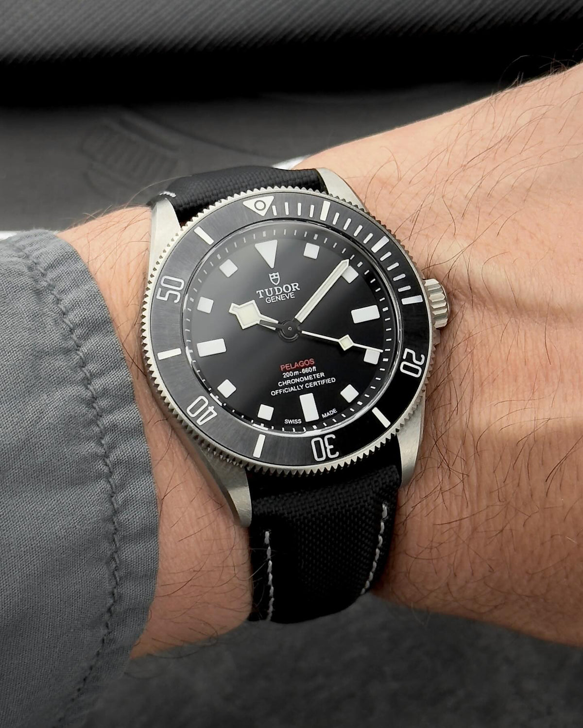 DEPLOY-Premium Sailcloth Deployant Watch Strap-Black With Grey Stitching