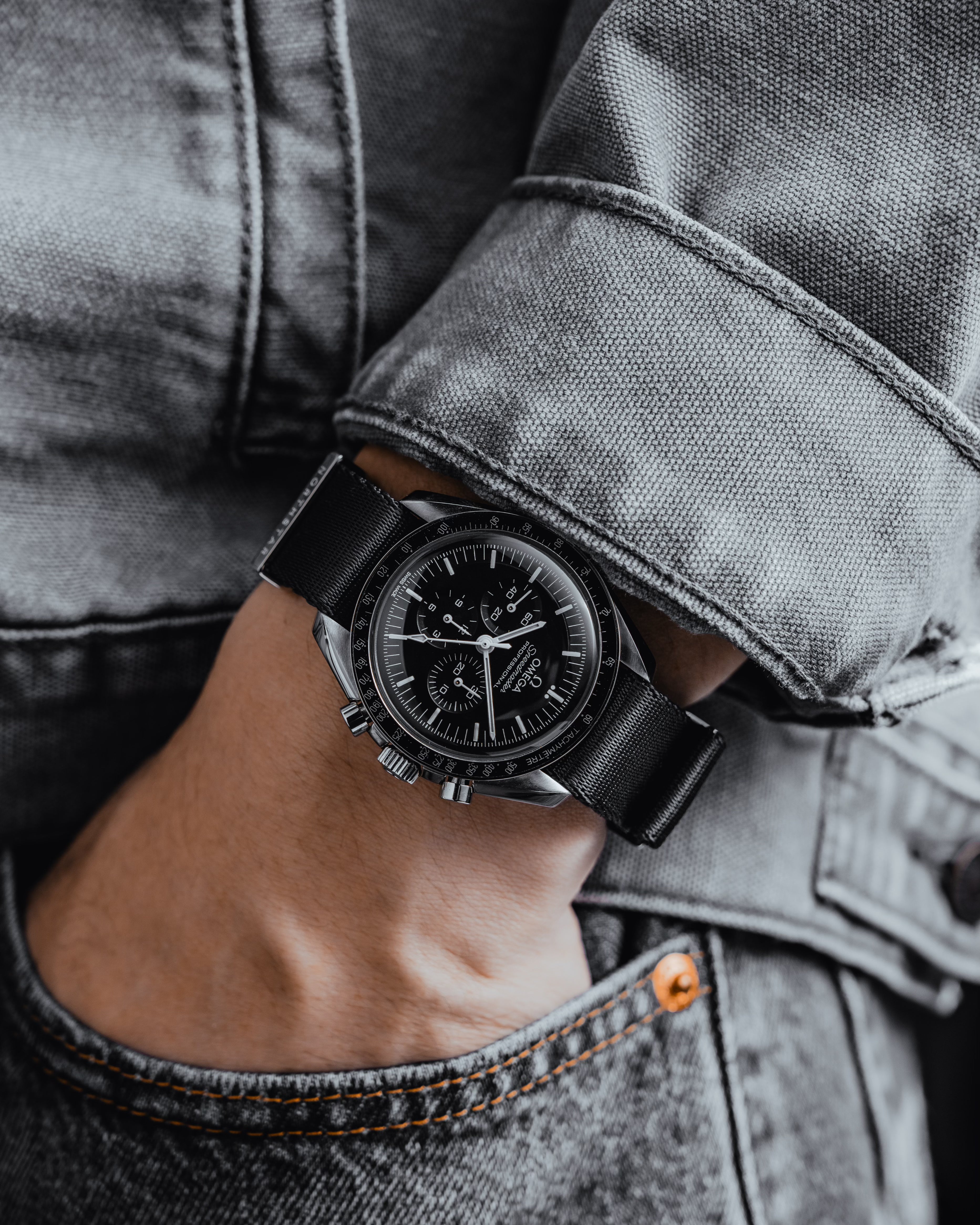 Over & Under-Nylon Single Pass Polyamide Watch Strap-Black