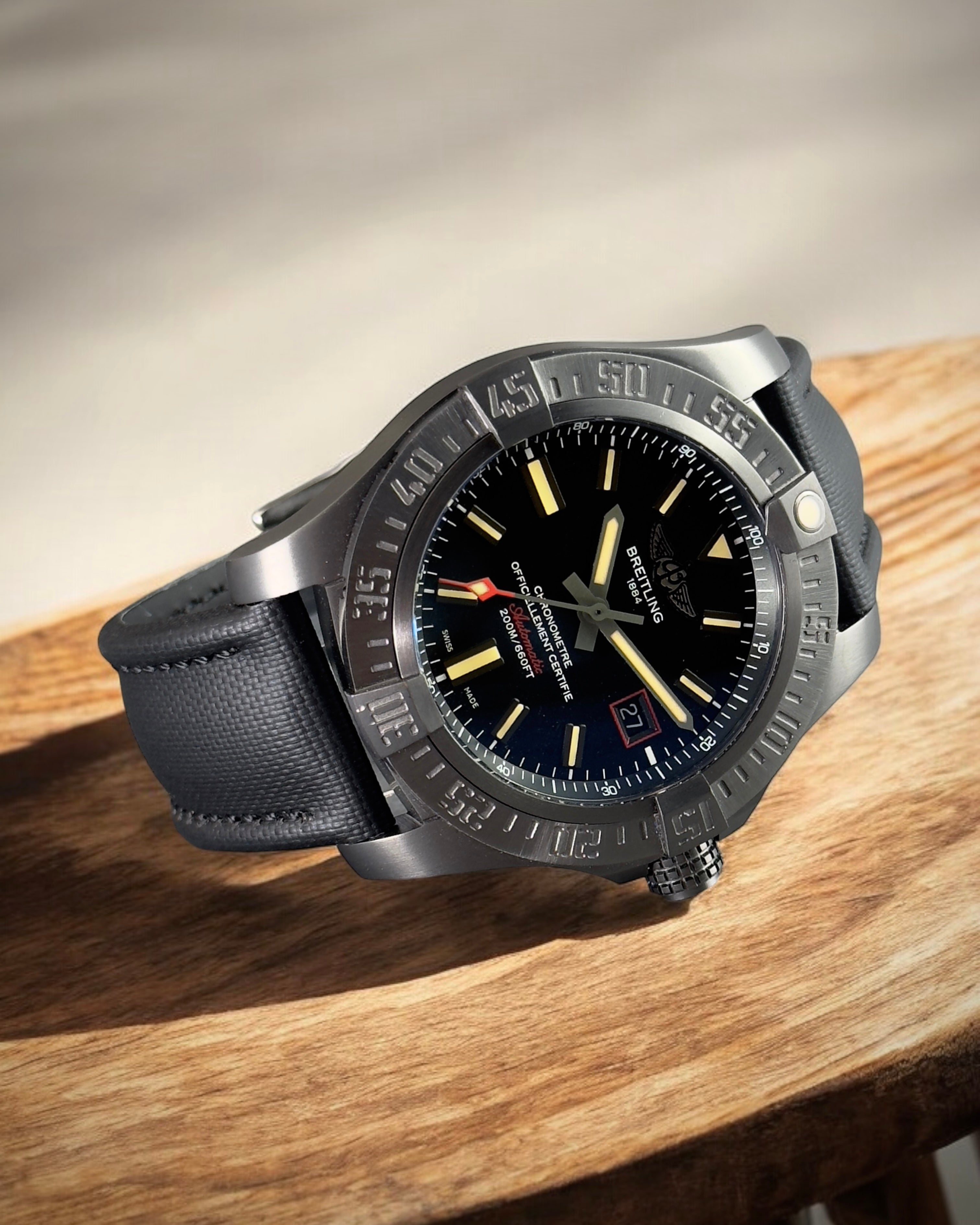 Classic Sailcloth Watch Strap-Black