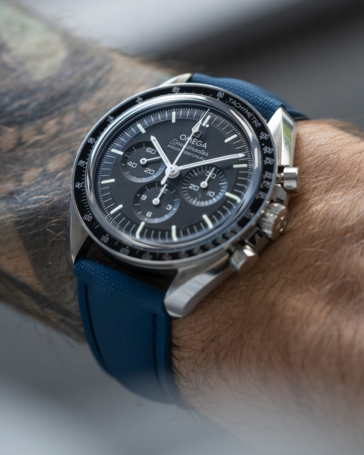 DEPLOY•FKM Premium Sailcloth Rubber Deployant Watch Strap-Navy Blue