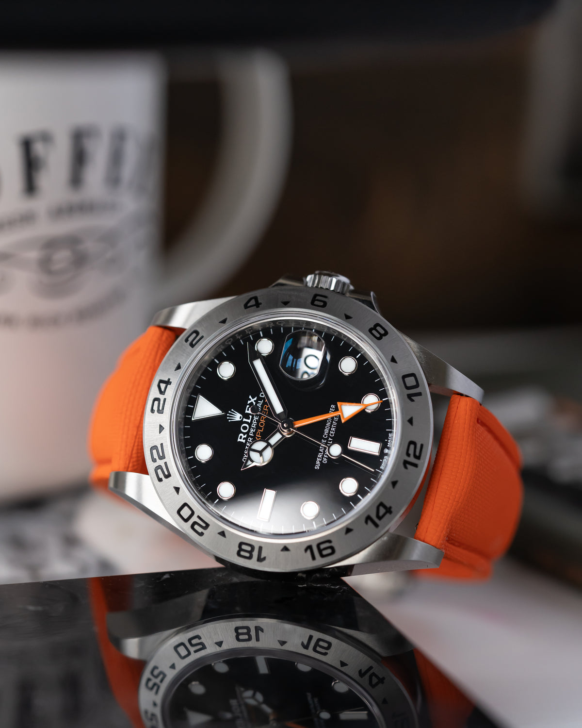 DEPLOY•FKM Premium Sailcloth Rubber Deployant Watch Strap-Neon Orange