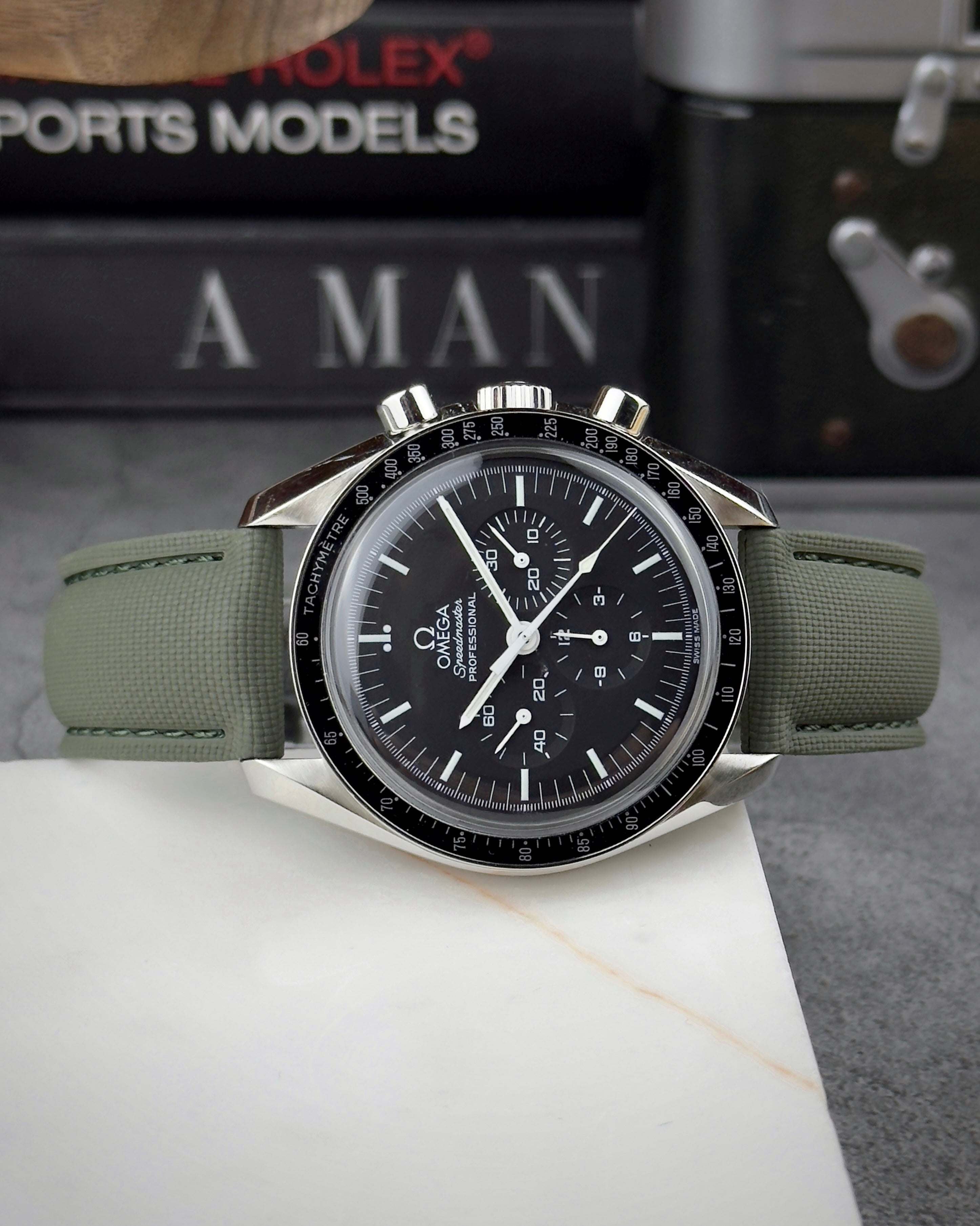 DEPLOY•FKM Premium Sailcloth Rubber Deployant Watch Strap-Forest Green