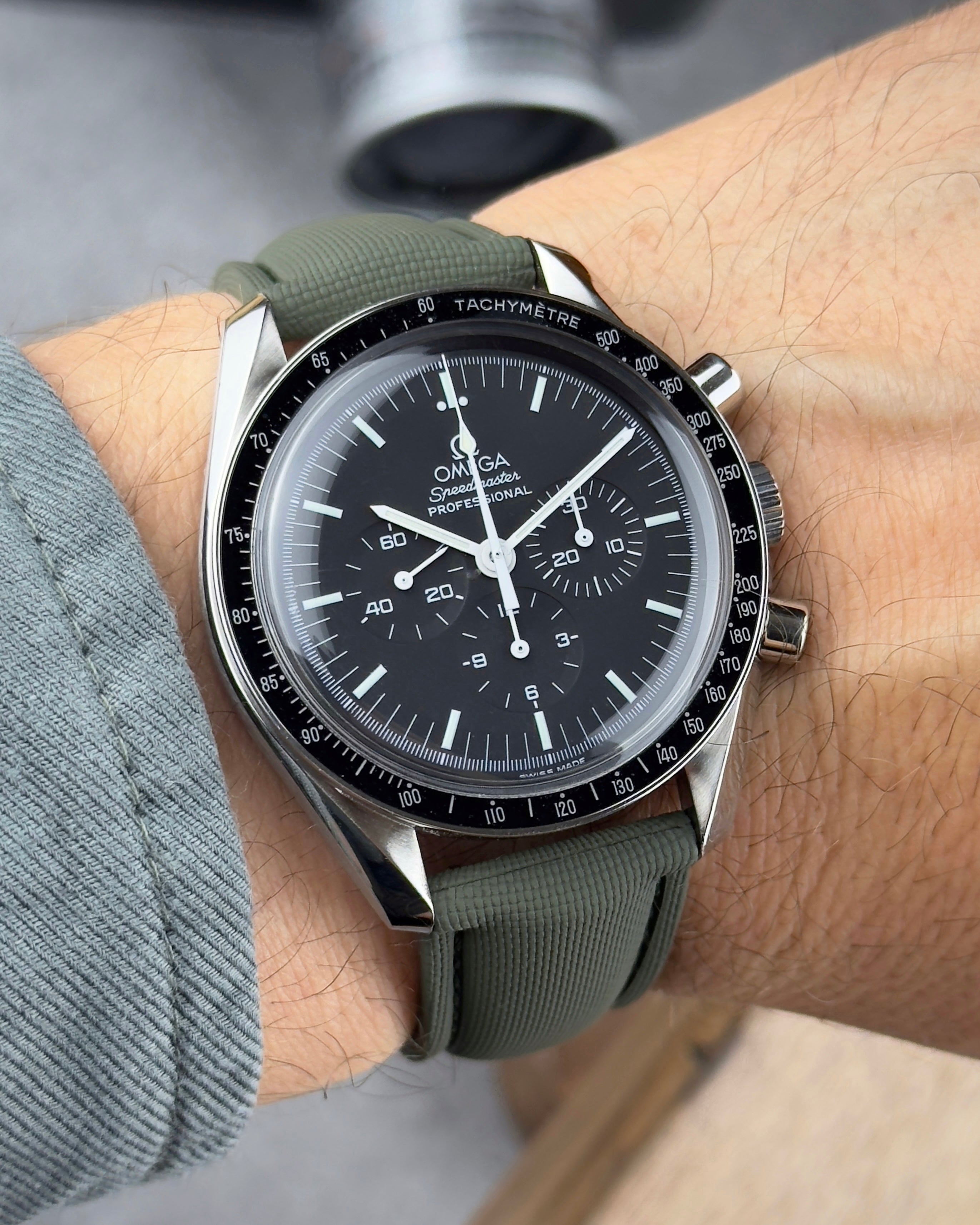 DEPLOY•FKM Premium Sailcloth Rubber Deployant Watch Strap-Forest Green