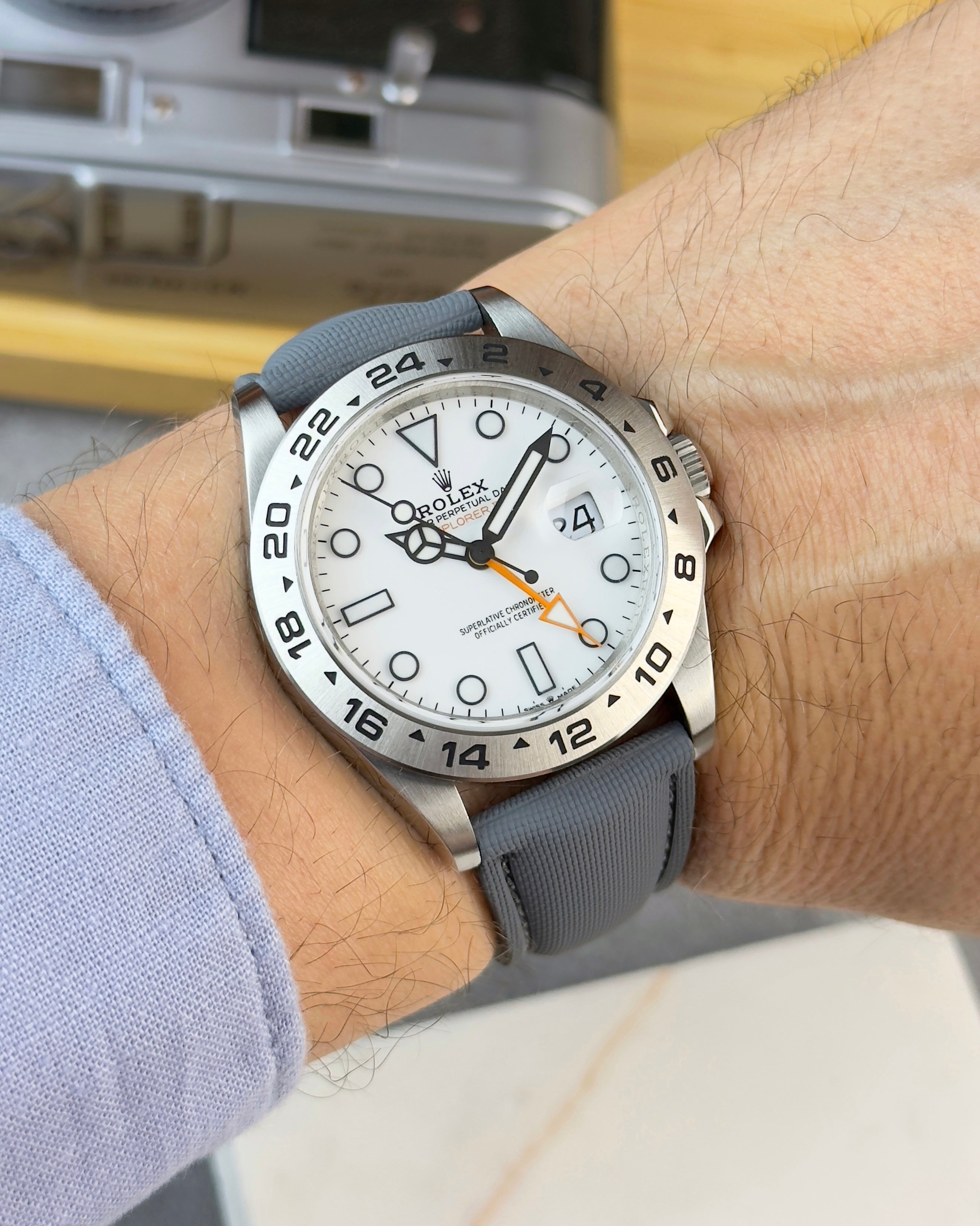 DEPLOY•FKM Premium Sailcloth Rubber Deployant Watch Strap-Slate Grey
