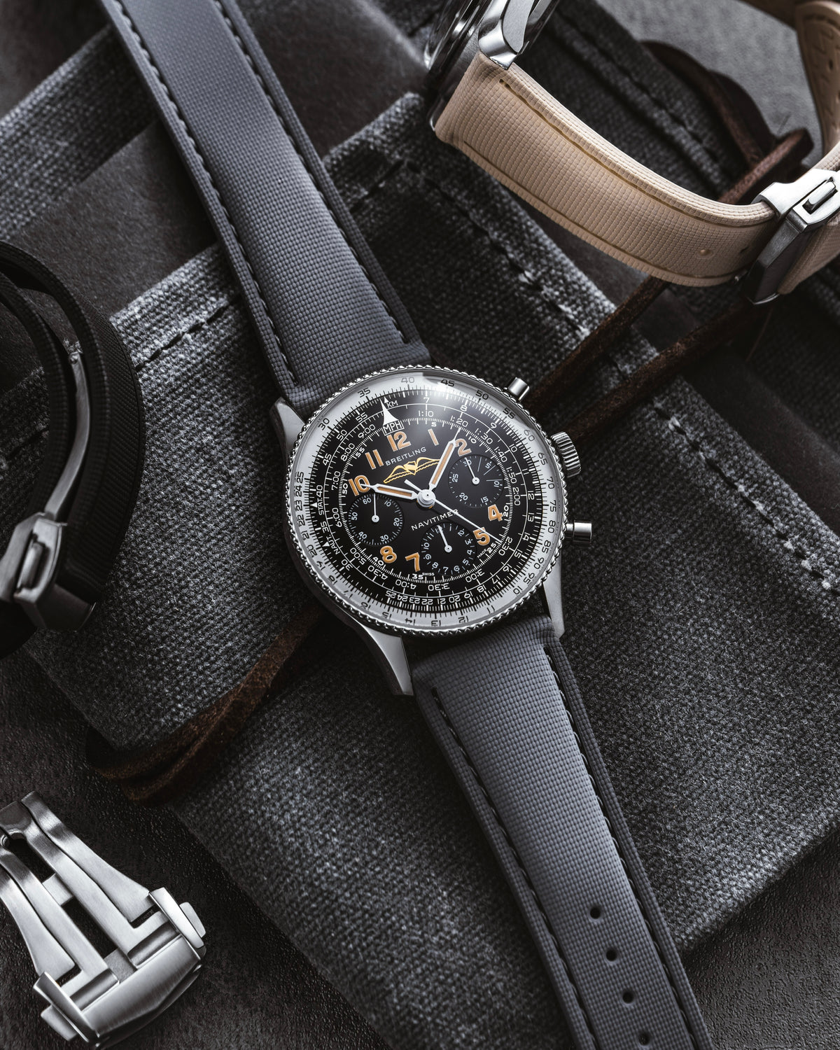 DEPLOY•FKM Premium Sailcloth Rubber Deployant Watch Strap-Slate Grey