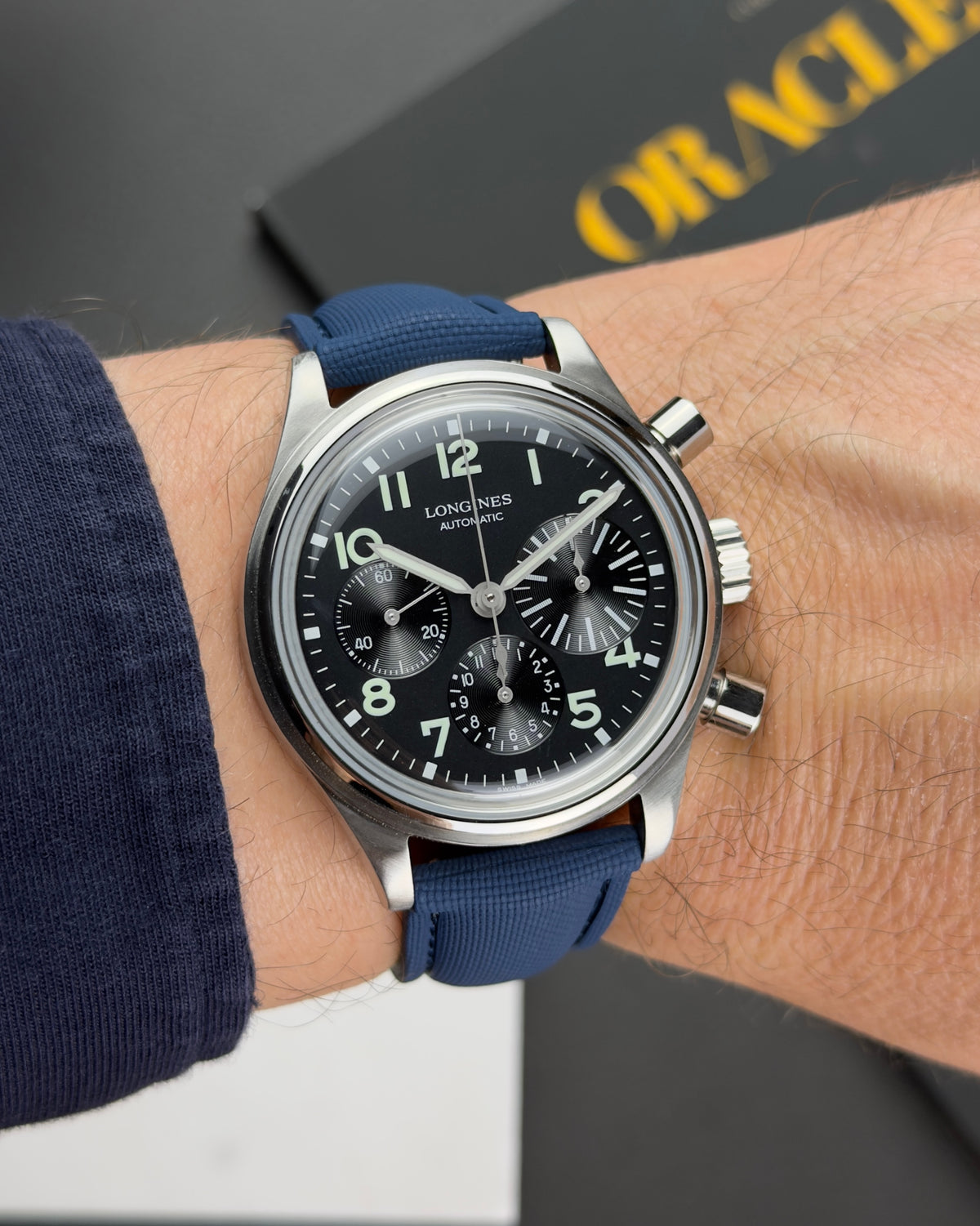 DEPLOY•FKM Premium Sailcloth Rubber Deployant Watch Strap-Navy Blue